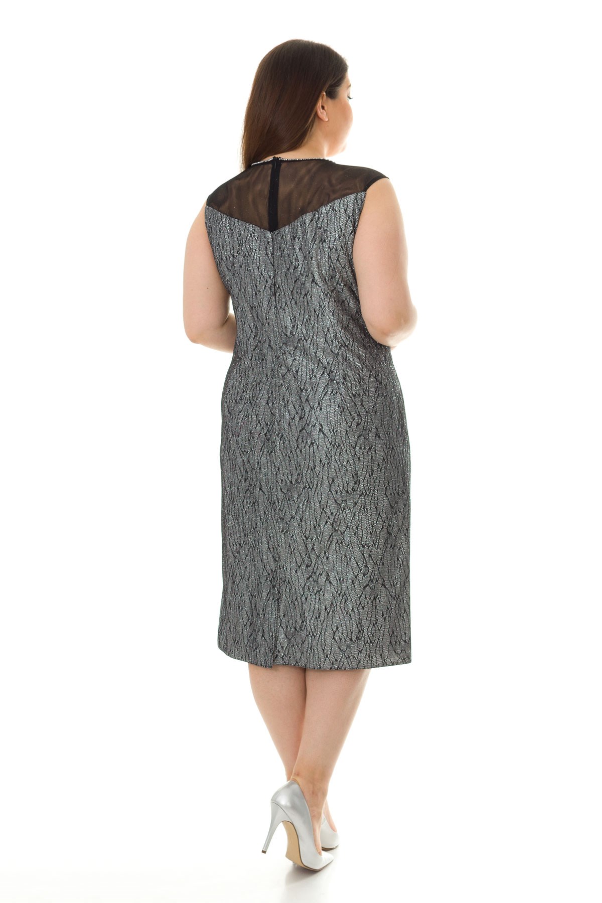 1917 BB KENDİNDEN DESENLİ KISA ABİYE ELBİSE