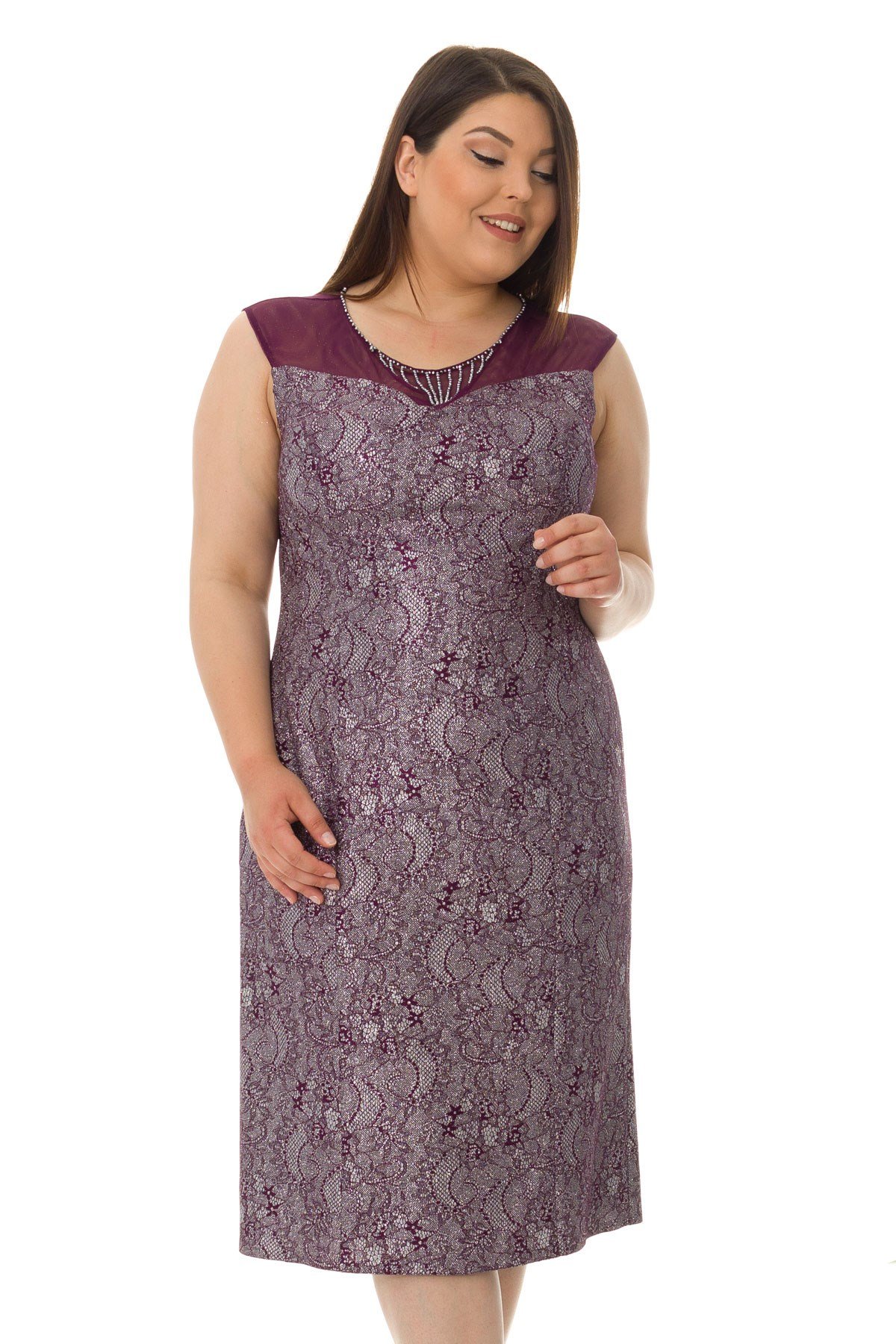 1917 BB KENDİNDEN DESENLİ KISA ABİYE ELBİSE