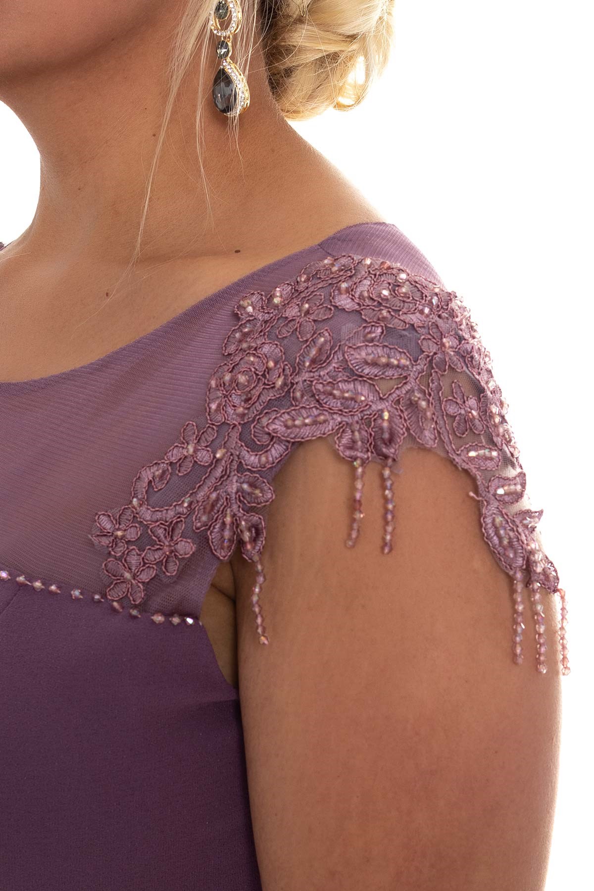 2004 BB Kolu Nakış İşli Boncuklu Kısa Elbise