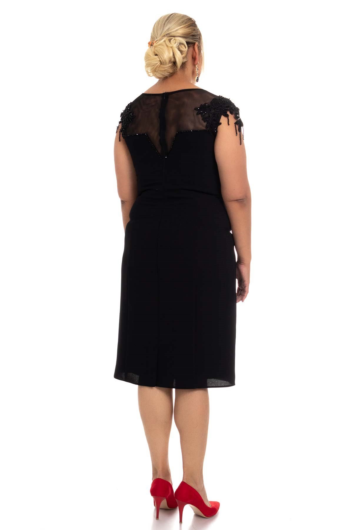 2004 BB Kolu Nakış İşli Boncuklu Kısa Elbise