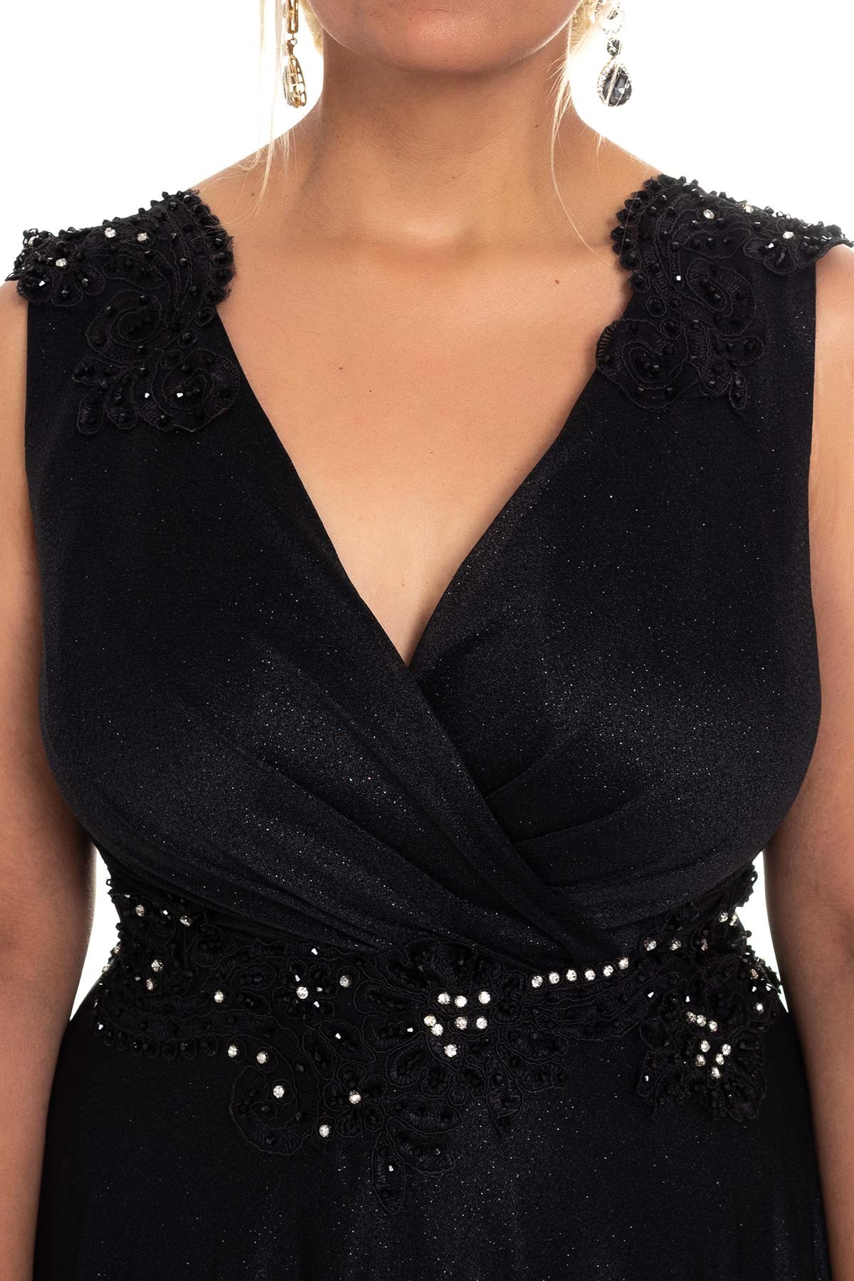 20178 BB Kruv.Yaka Bel Omuz Taşlı Simli Uzun Abiye