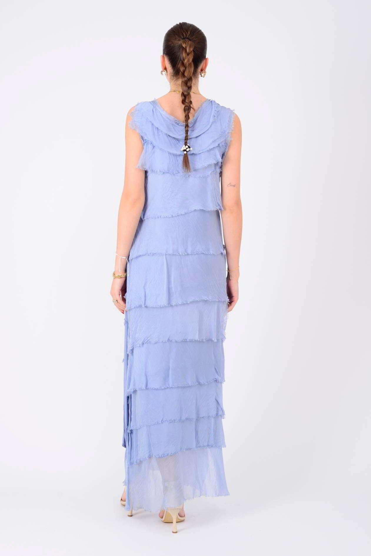 2031 Kat Kat Kolsuz Uzun Elbise