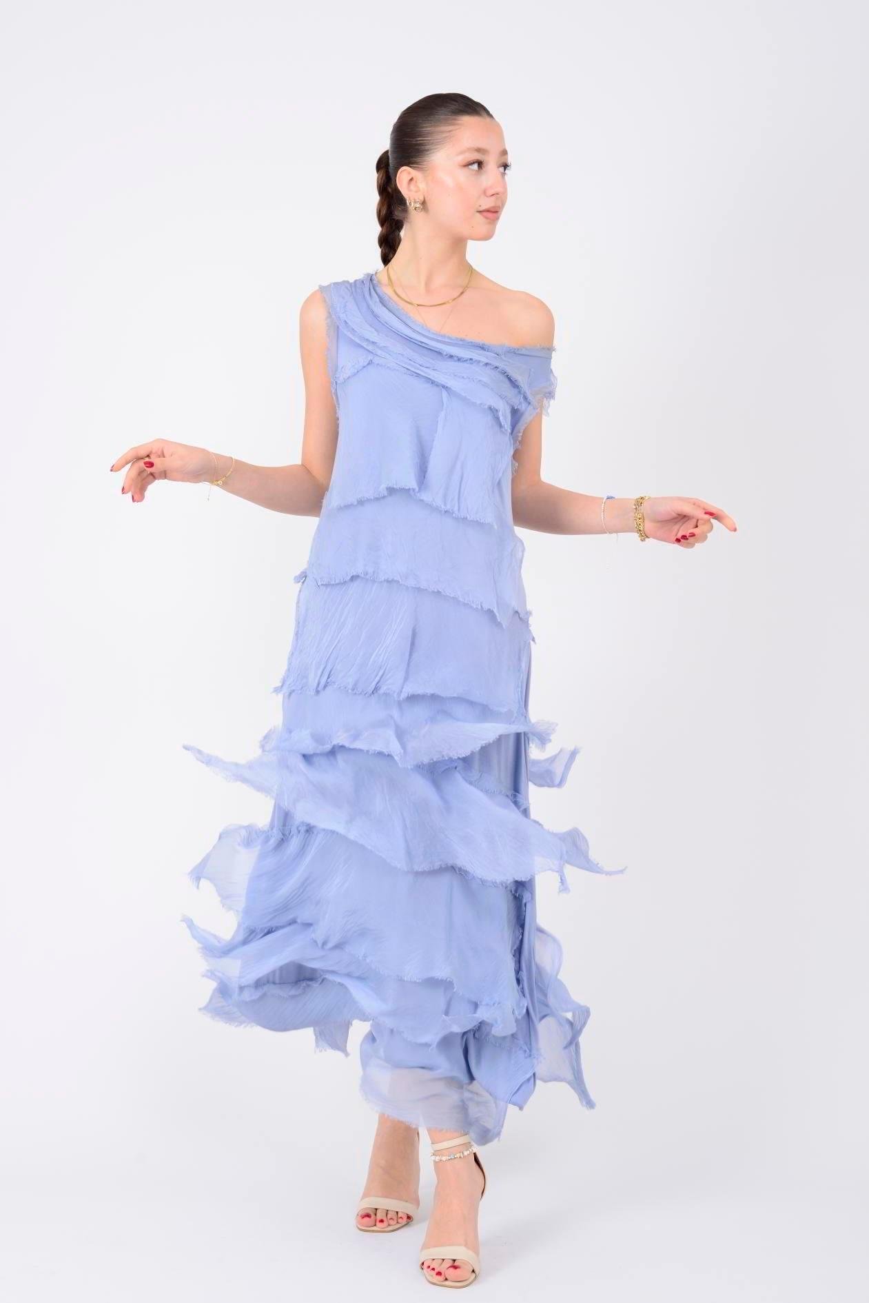 2031 Kat Kat Kolsuz Uzun Elbise