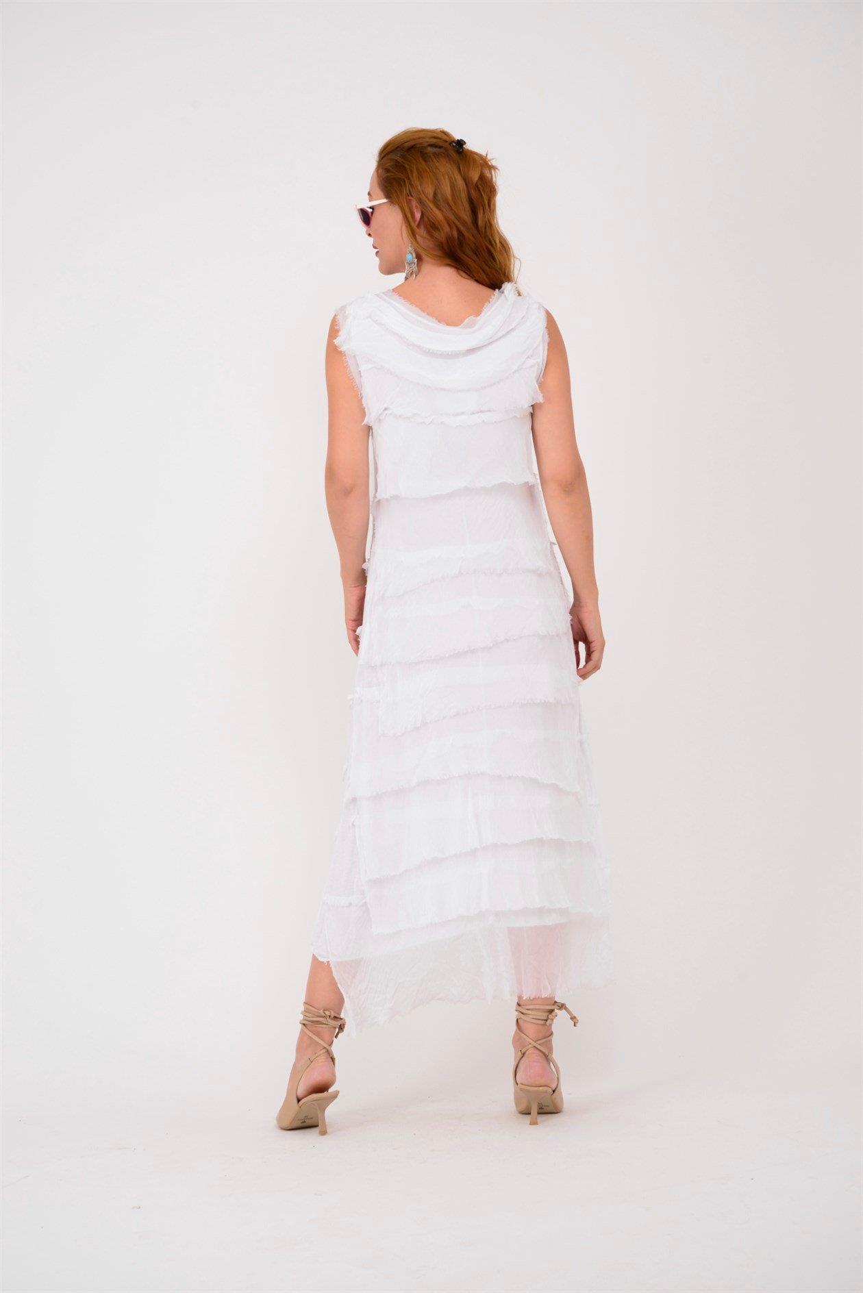 2031 Kat Kat Kolsuz Uzun Elbise