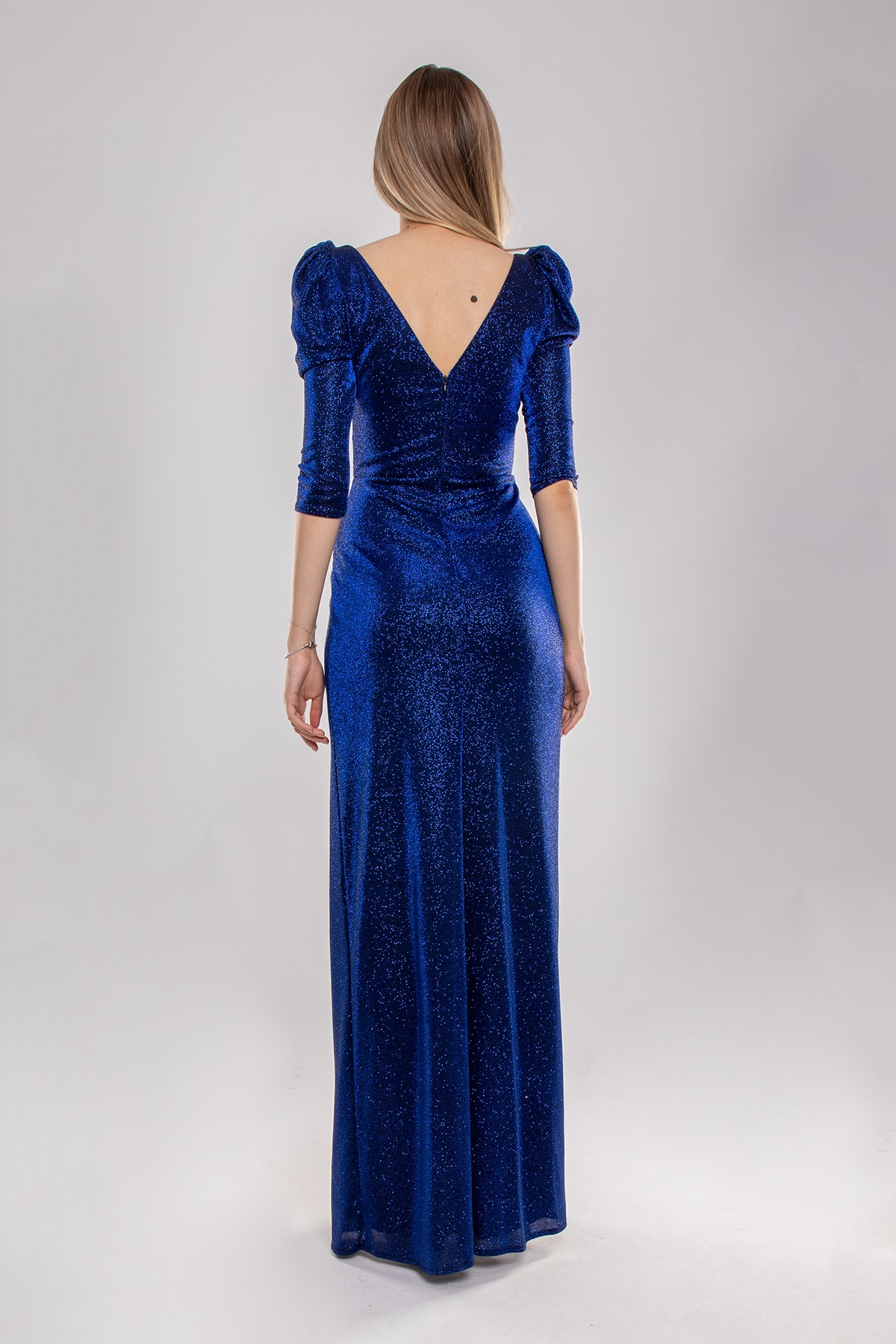 2102 KB Karpuz Kol Drapeli Sim Uzun Elbise