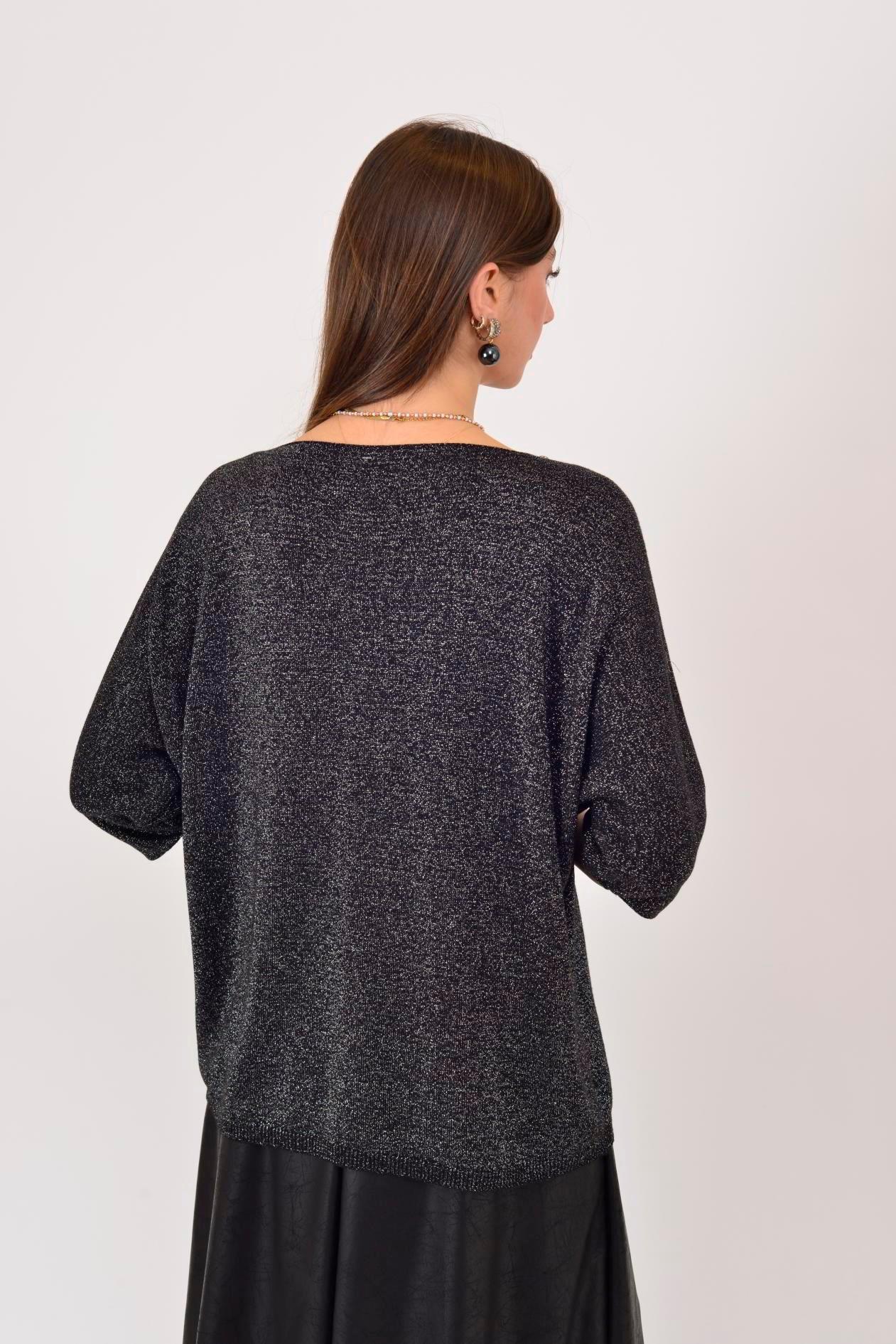 21130 İnci Detay Vyaka Simli Kısa Kol Bluz