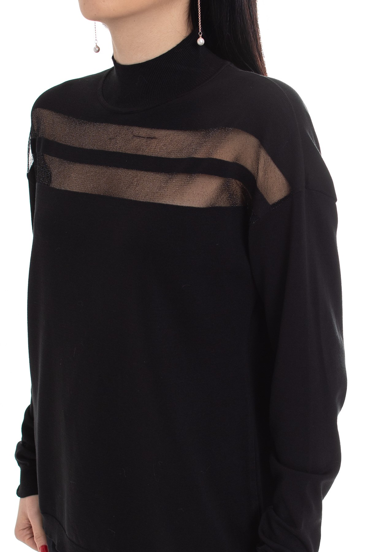 2127 Sim Şerit Detay Balıkçı Yaka Viscon Triko