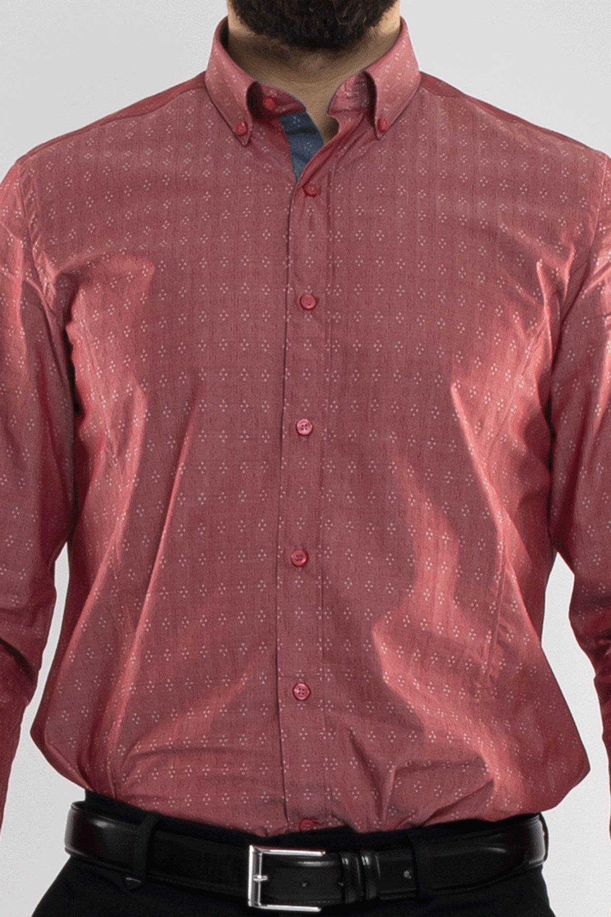 2151 SF Çiçek Desenli Uzun Kol Gömlek