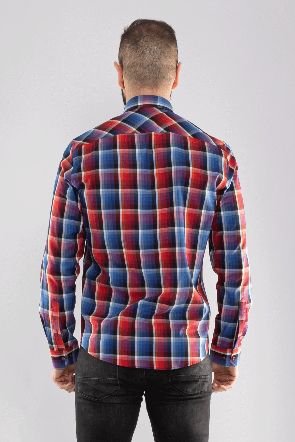 2186 SF KARELİ KARIŞIK RENKLİ GÖMLEK