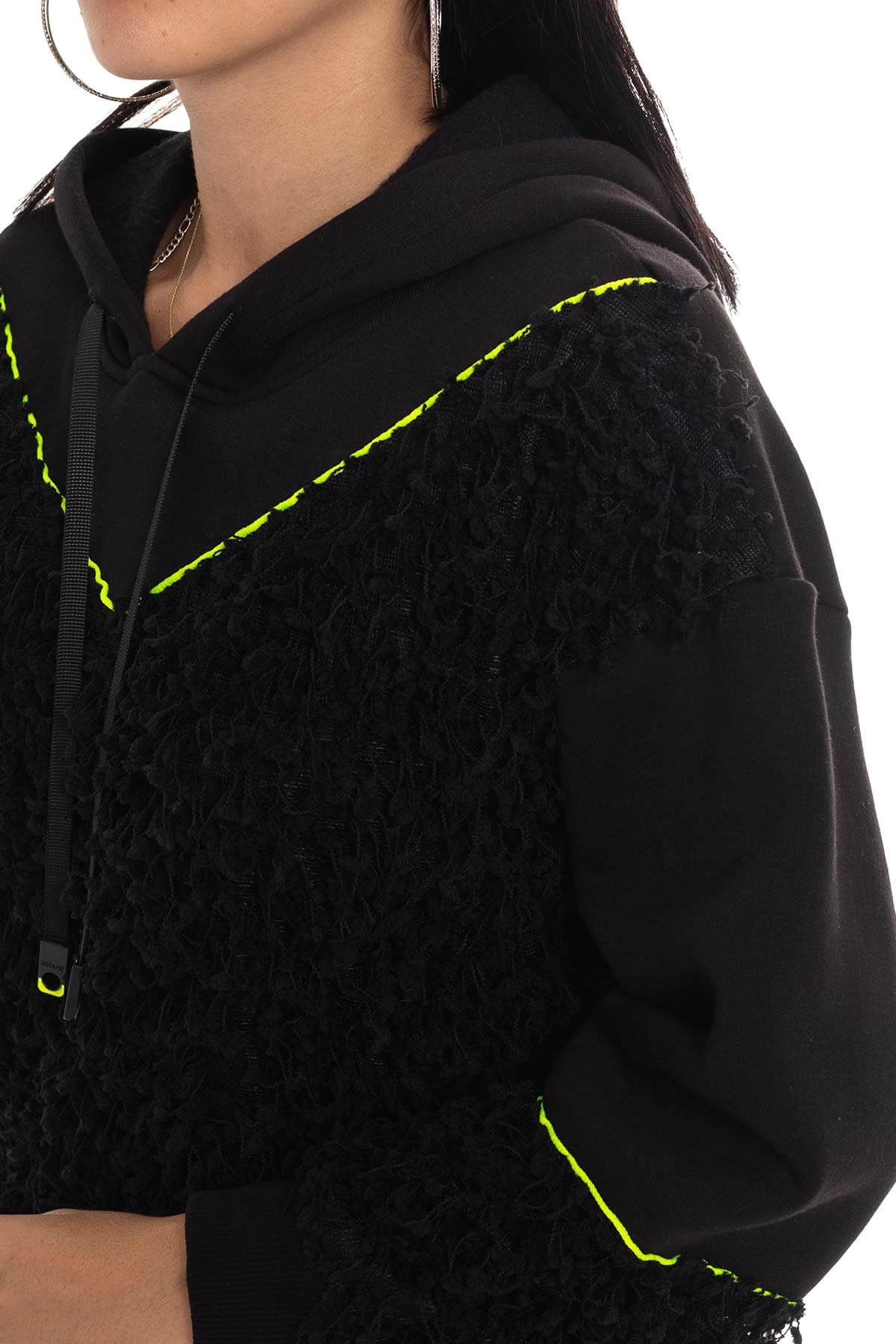 2209 Saçaklı Kapşonlu Pamuklu Sweat
