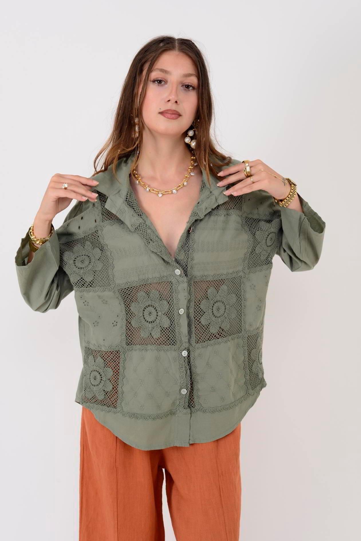 23019 Krizantem Dantelli Gömlek