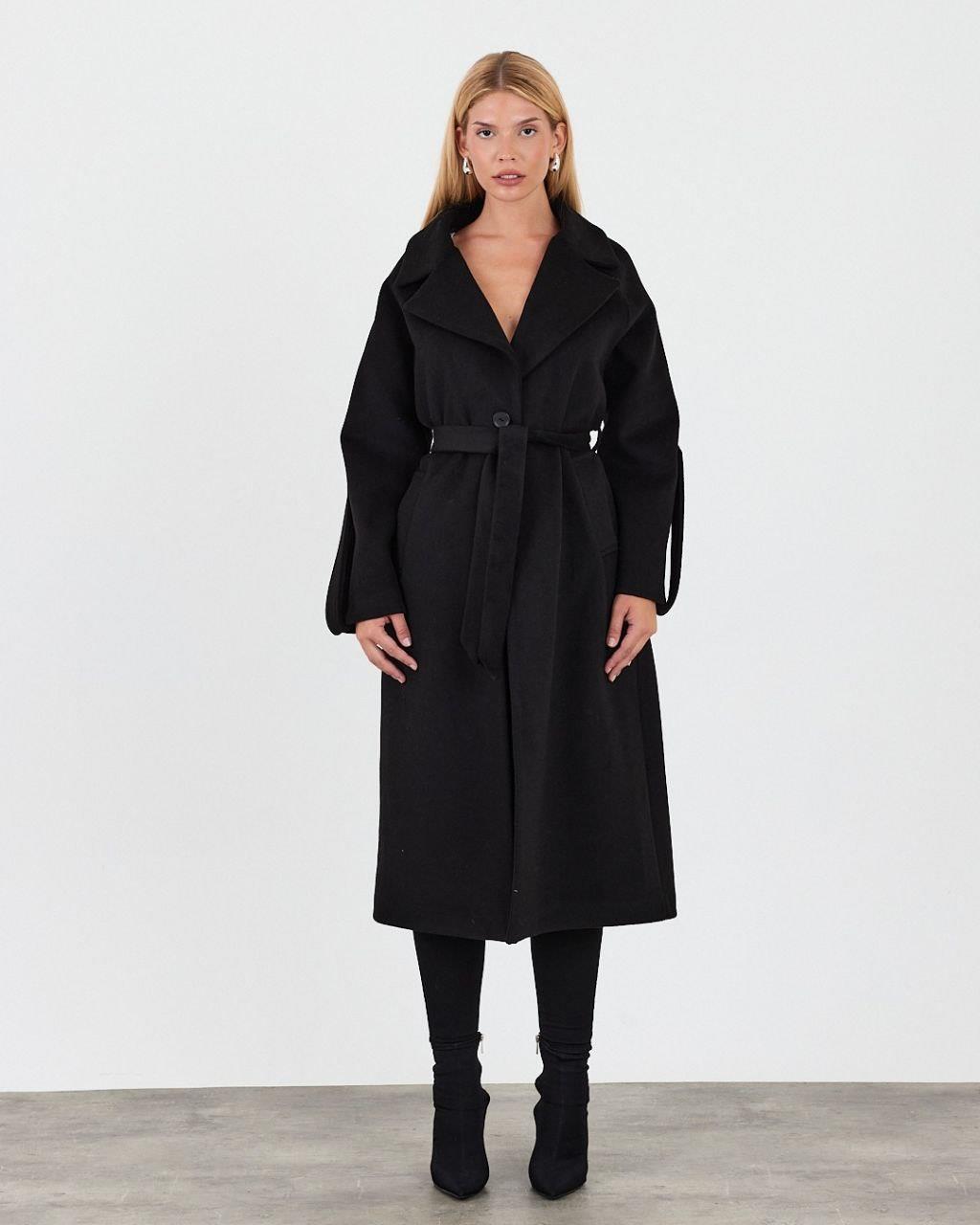 2363 Apoletli Kollu Erkek Yaka Tek Düğme Astarlı Kaşe Kaban