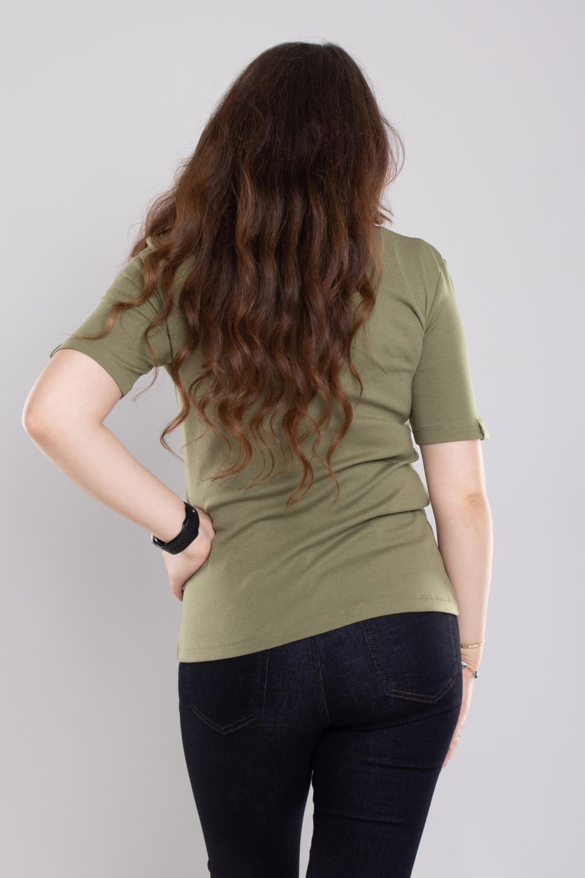 24E013 Vyaka Düğmeli Cepli Kısa Kol Bluz