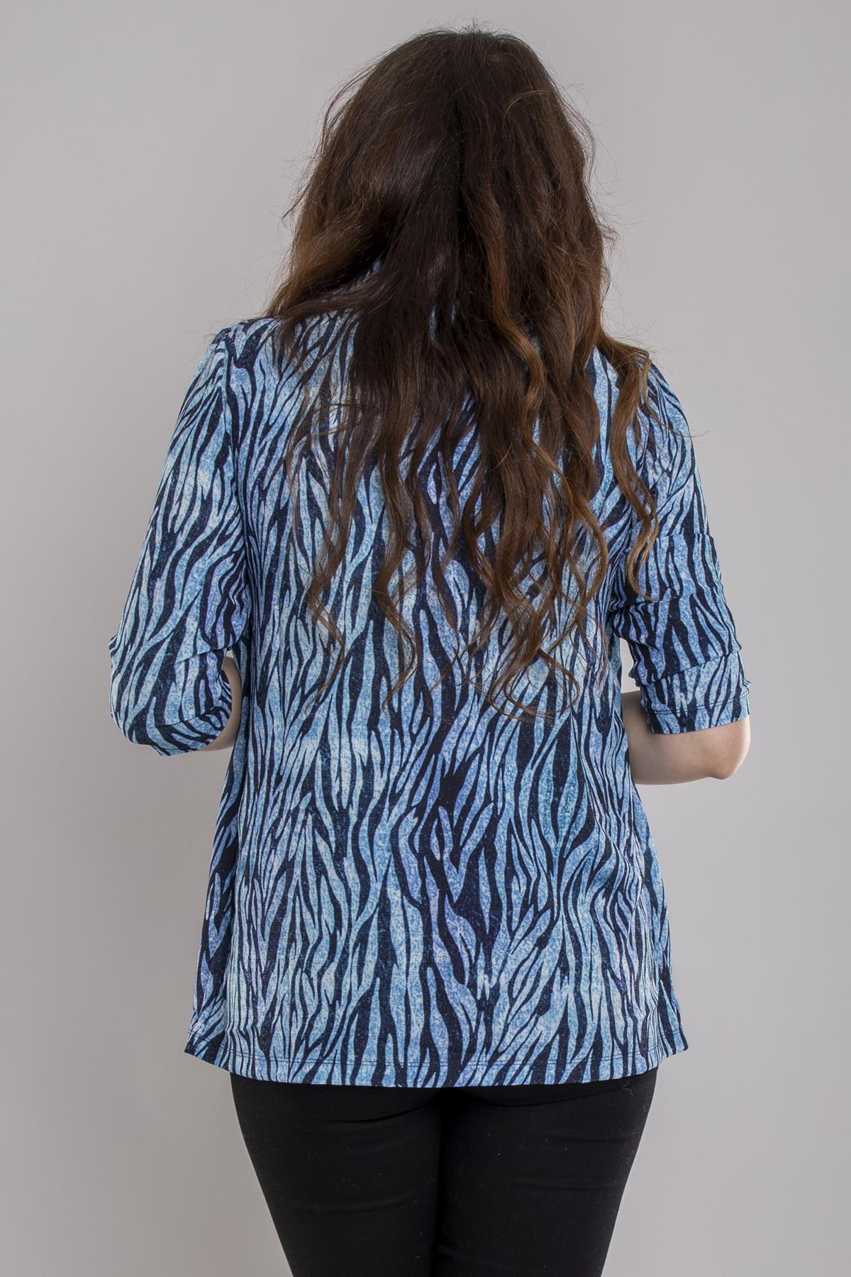 24E051 Atlet Detay Desenli Ceketli Kısa Kol Viscon Bluz