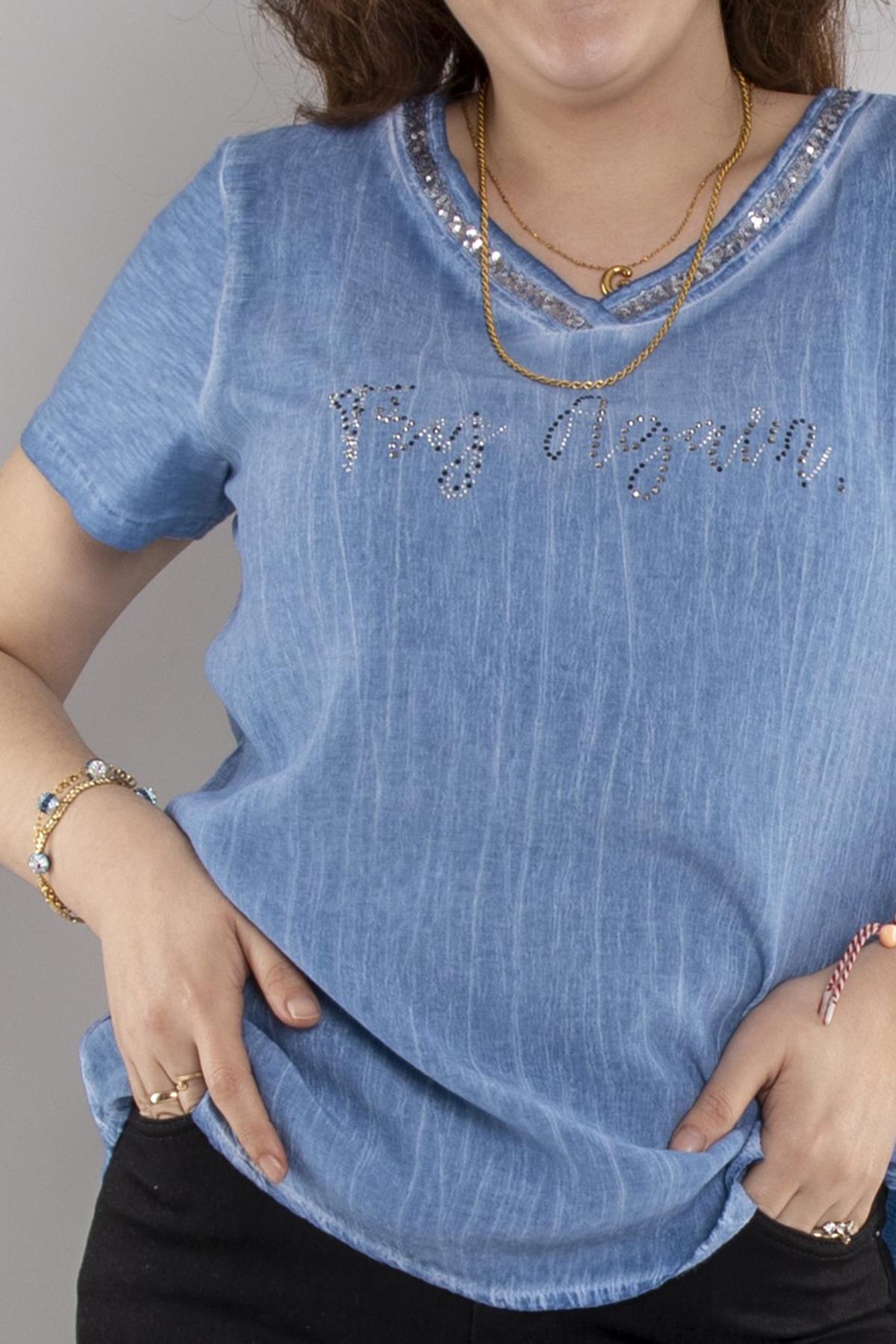 24E052 Vyaka Pullu Pamuk Kısa Kol Bluz