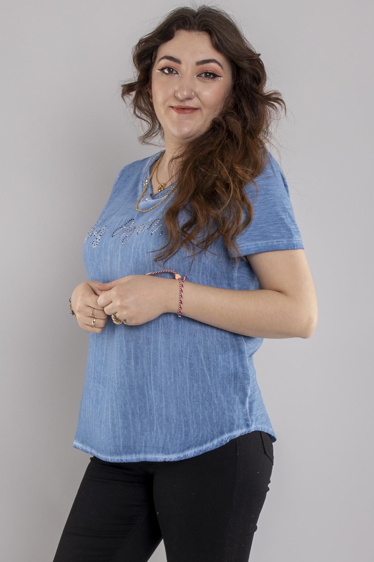 24E052 Vyaka Pullu Pamuk Kısa Kol Bluz