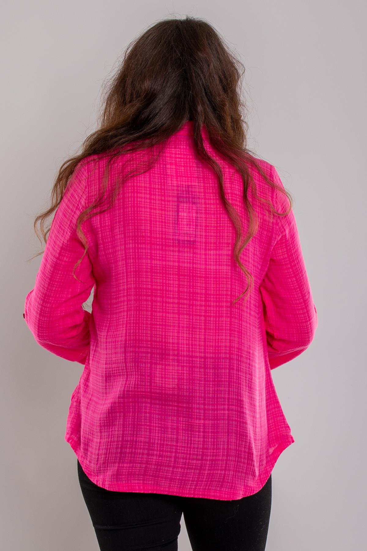 24E054 Omuz Serpme Taş Cepli Pamuklu Gömlek