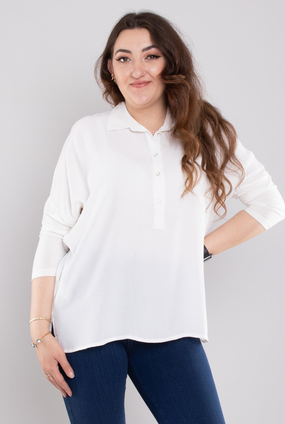 24E071 Düşük Omuz Oversize Düğmeli Viscon Gömlek