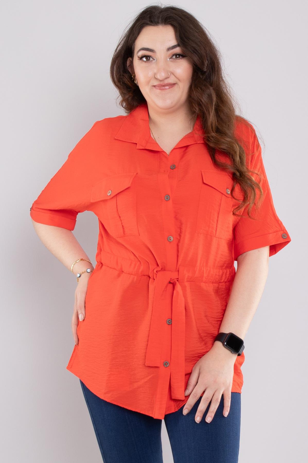 24E112 Cepli Kuşak Detay Viscon Gömlek Ceket