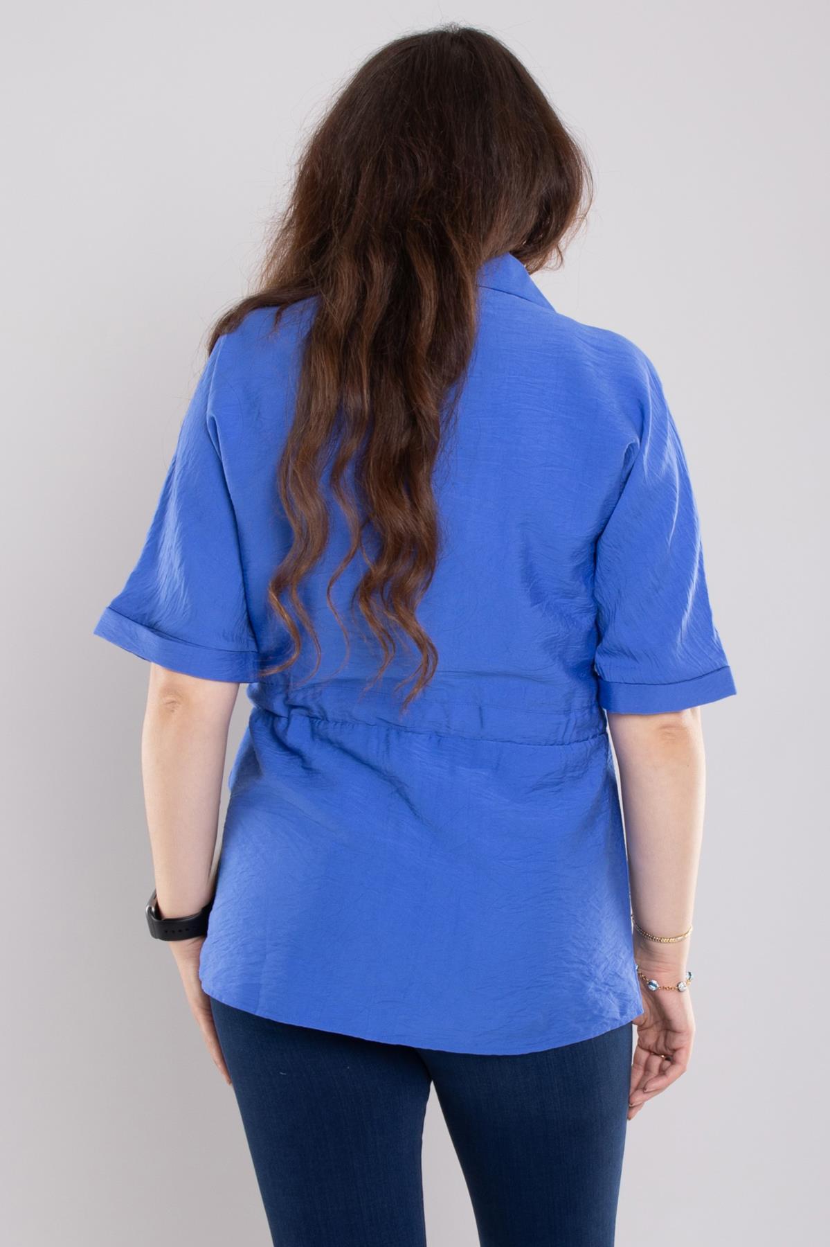 24E112 Cepli Kuşak Detay Viscon Gömlek Ceket