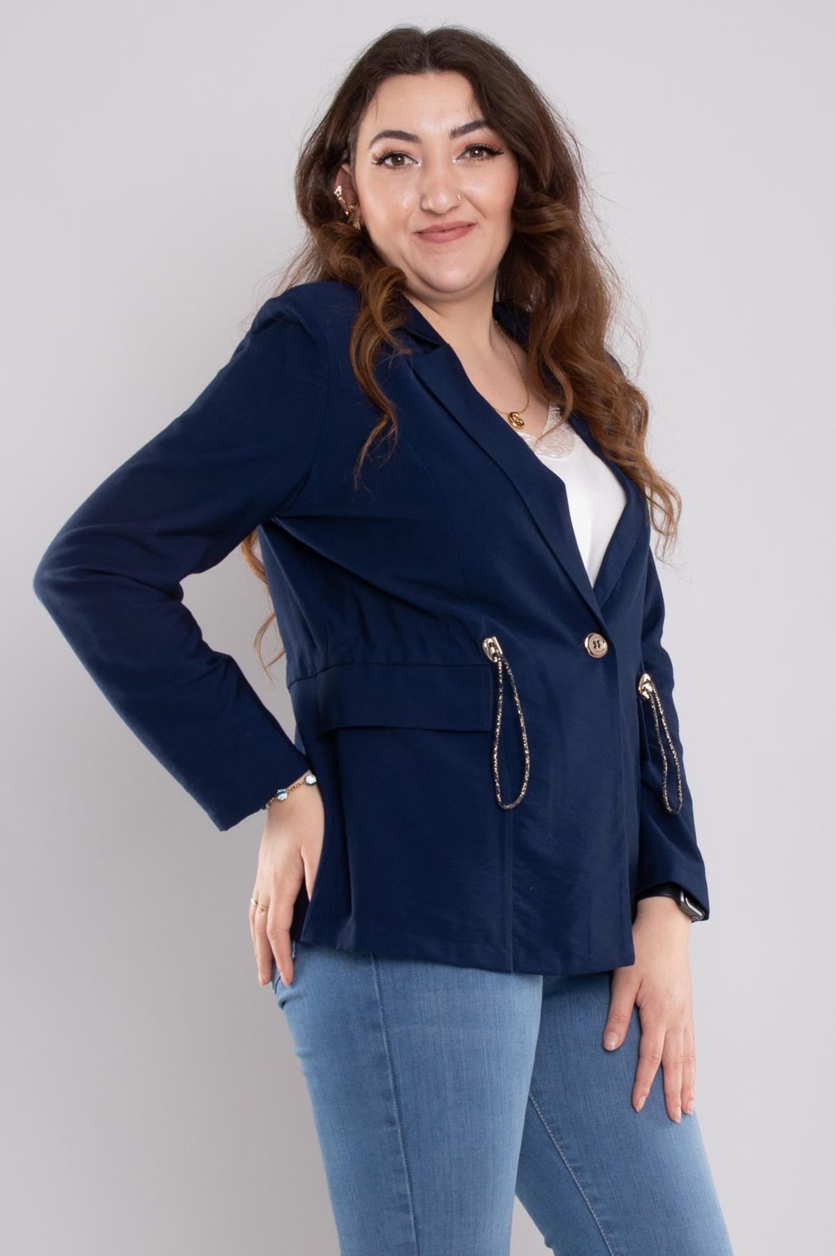 24E134 Tek Düğme Beli İpli Erkek Yaka Viscon Ceket