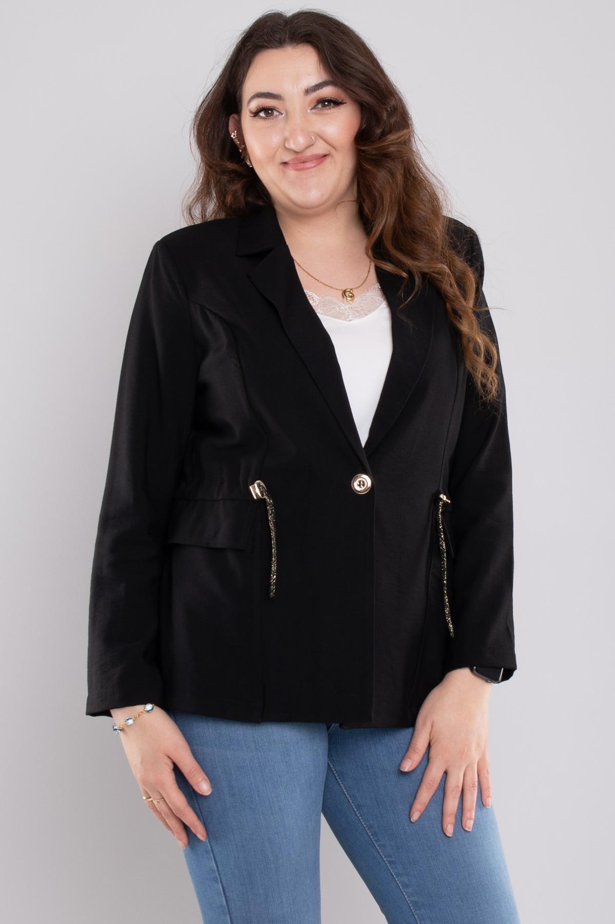 24E134 Tek Düğme Beli İpli Erkek Yaka Viscon Ceket