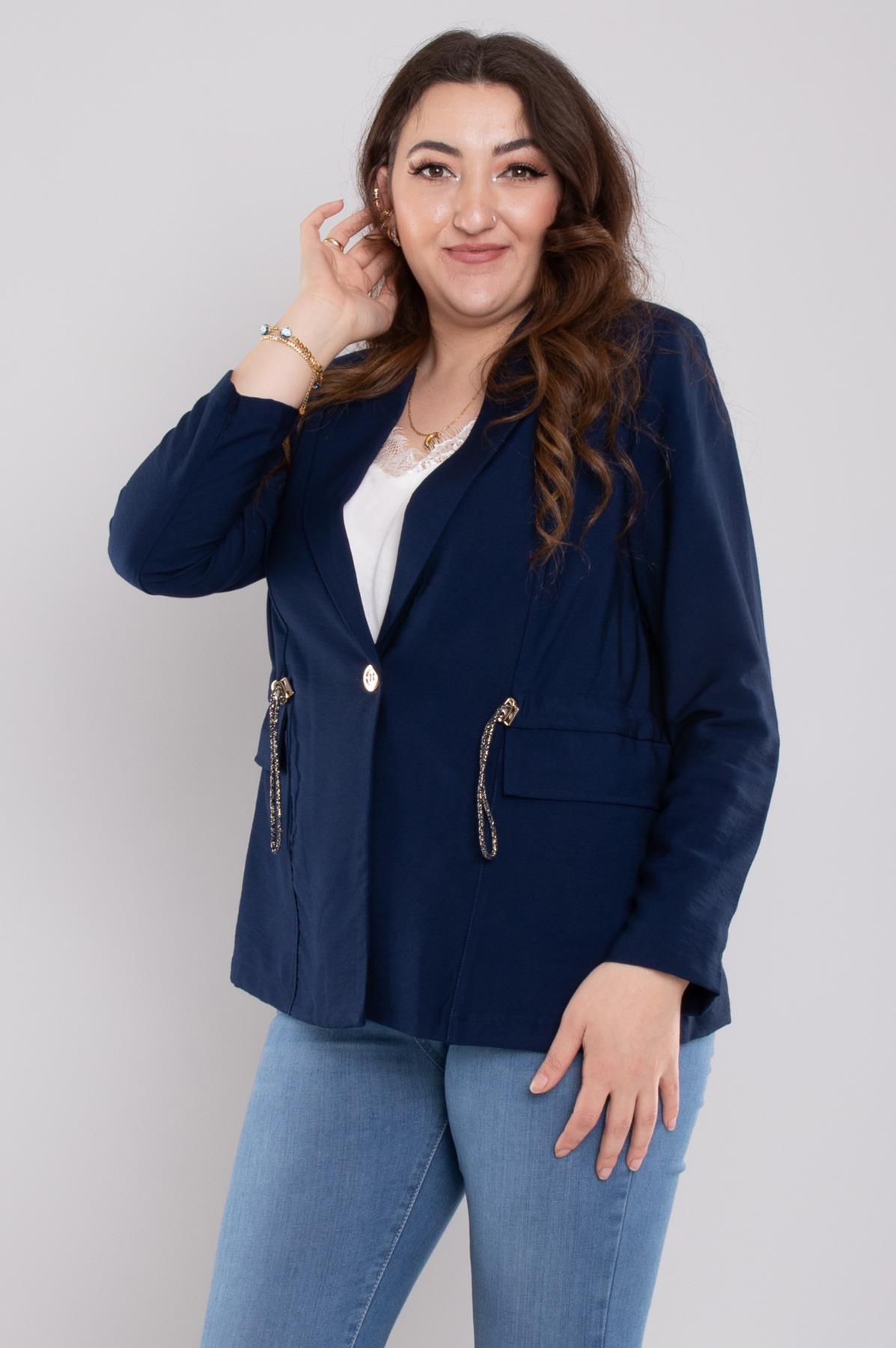 24E134 Tek Düğme Beli İpli Erkek Yaka Viscon Ceket