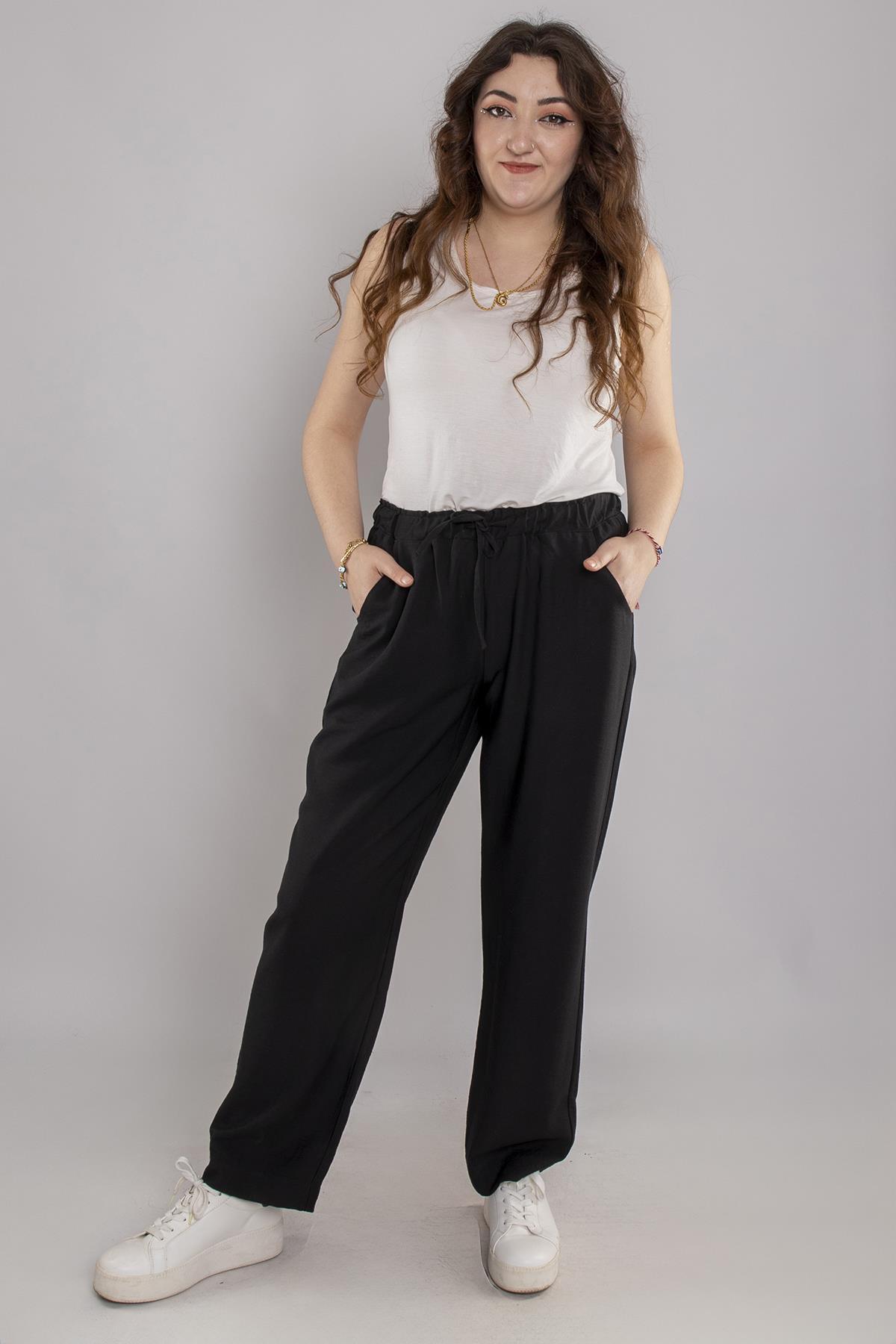 24E161 Beli Lastikli Viscon Pantolon