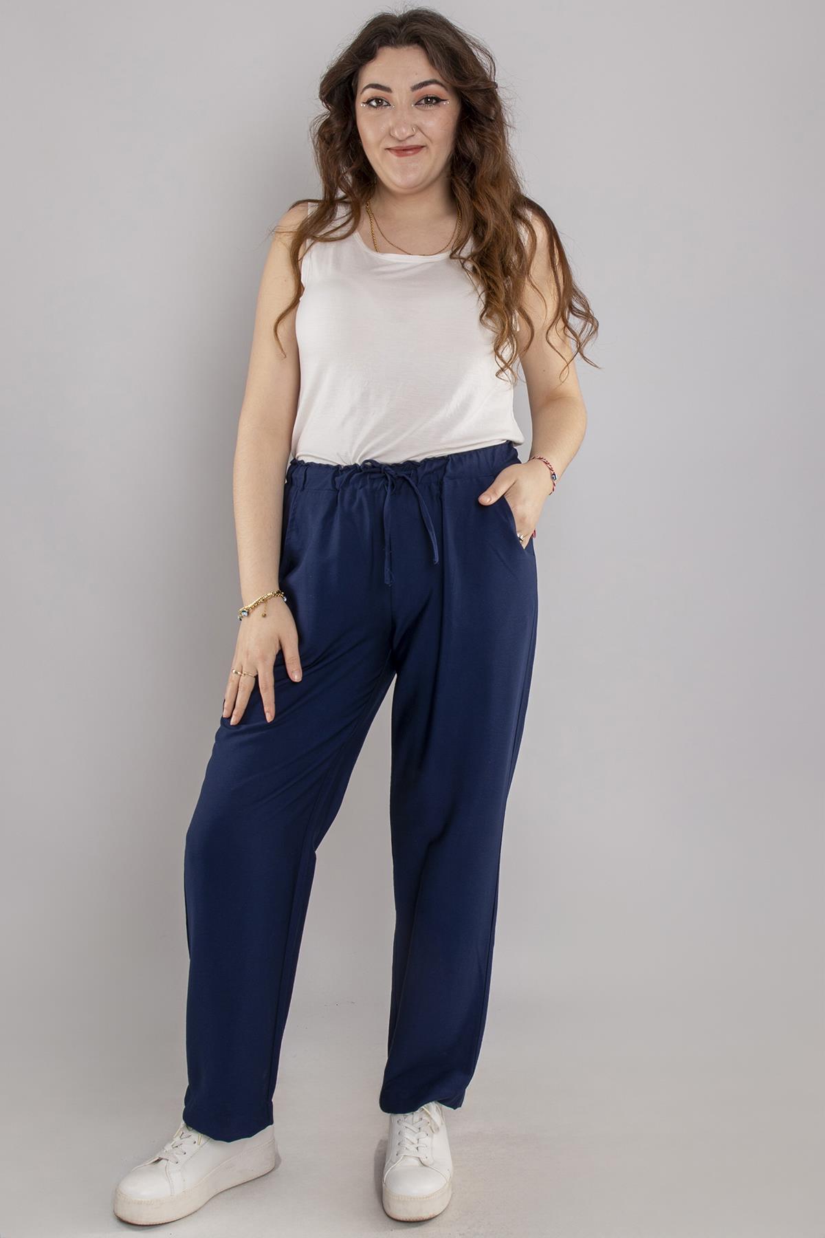 24E161 Beli Lastikli Viscon Pantolon