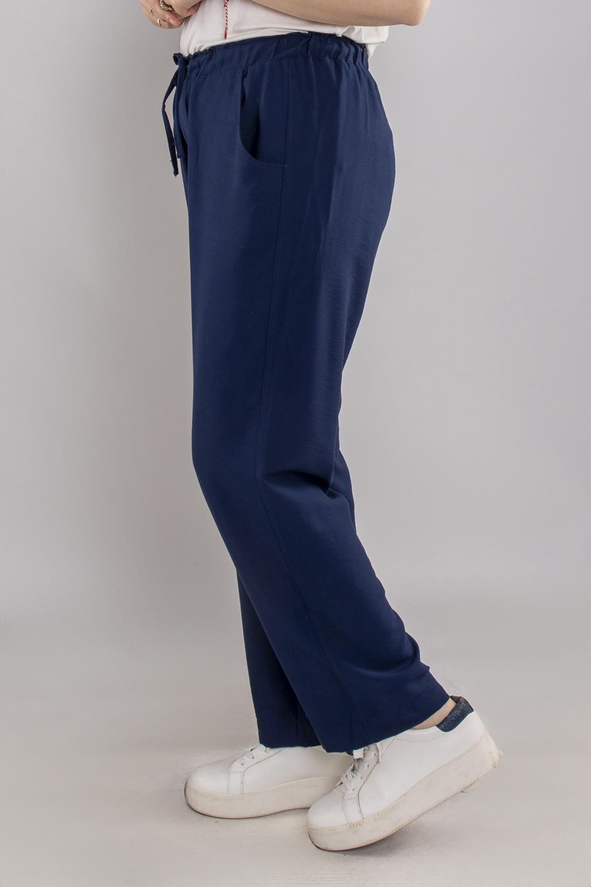 24E161 Beli Lastikli Viscon Pantolon