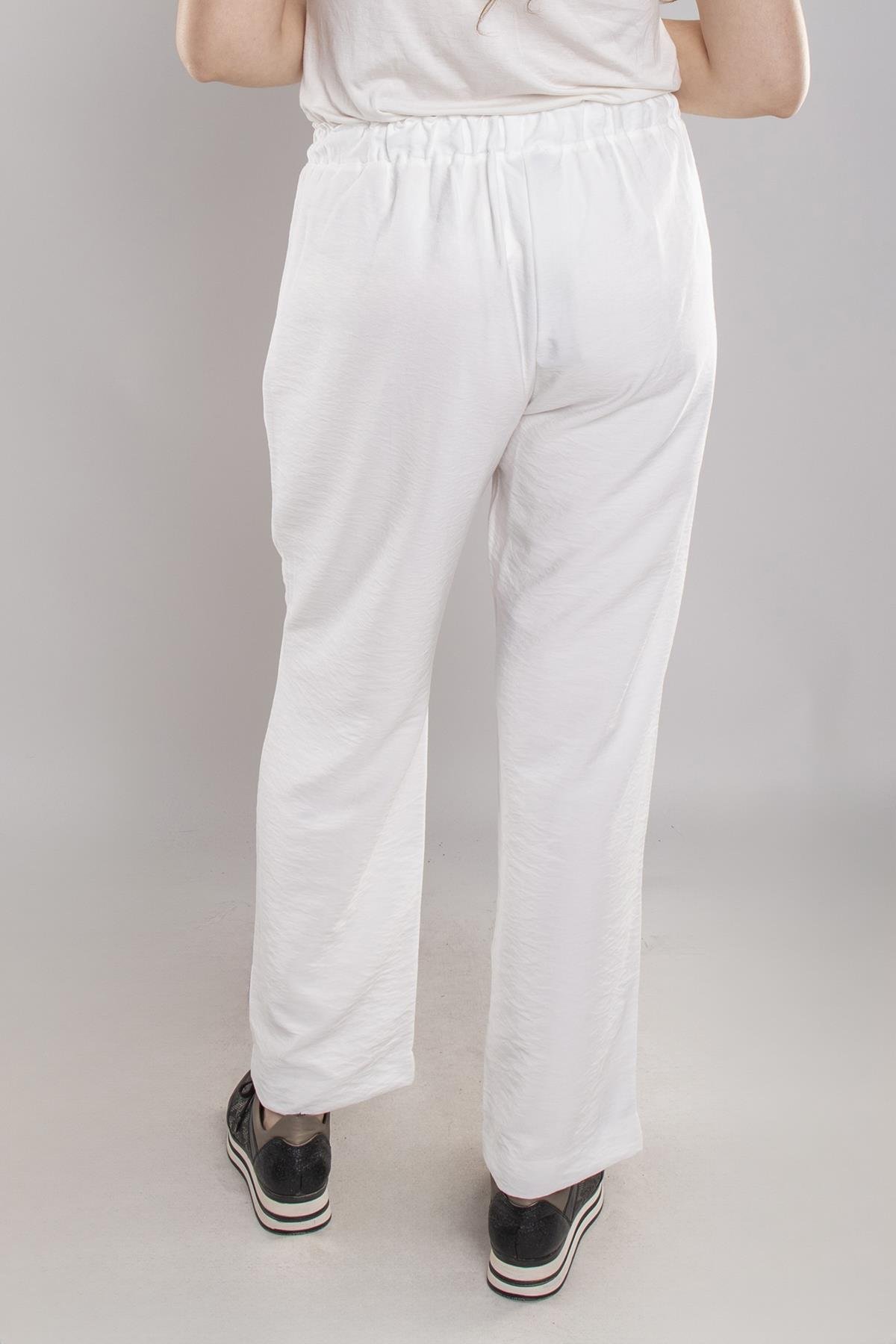 24E161 Beli Lastikli Viscon Pantolon