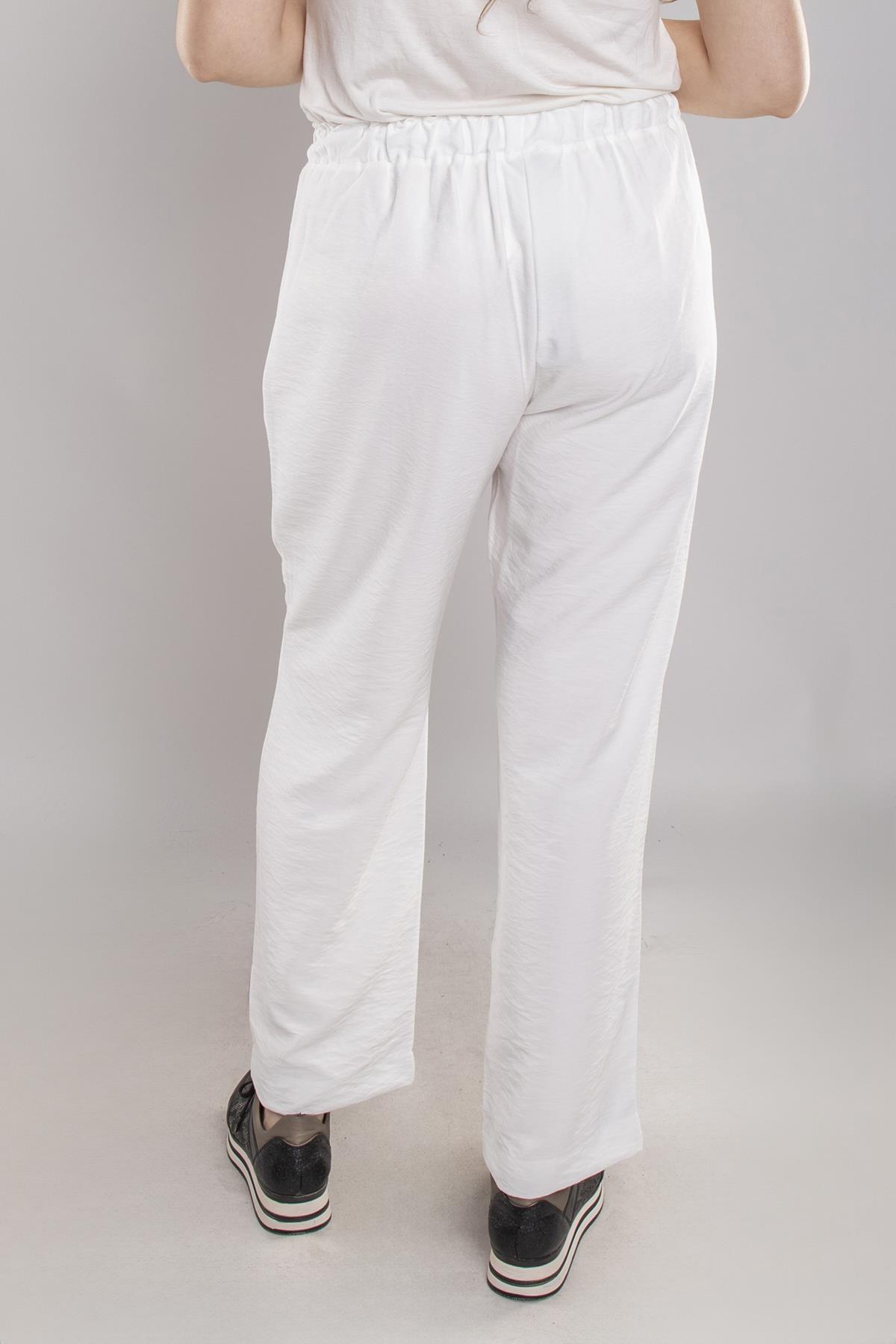 24E161 Beli Lastikli Viscon Pantolon