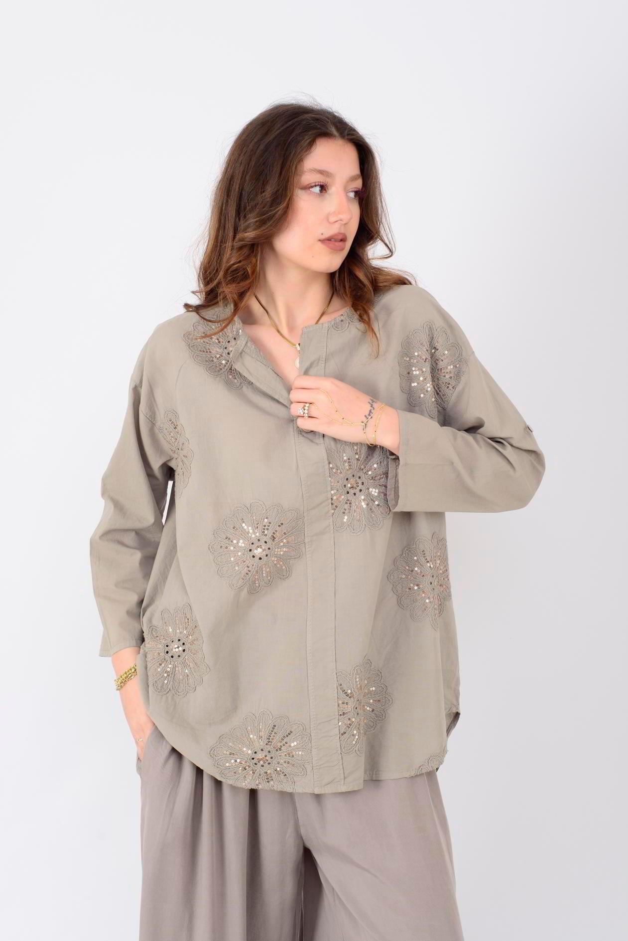 25002 Krizantem Fistolu Pullu Gömlek