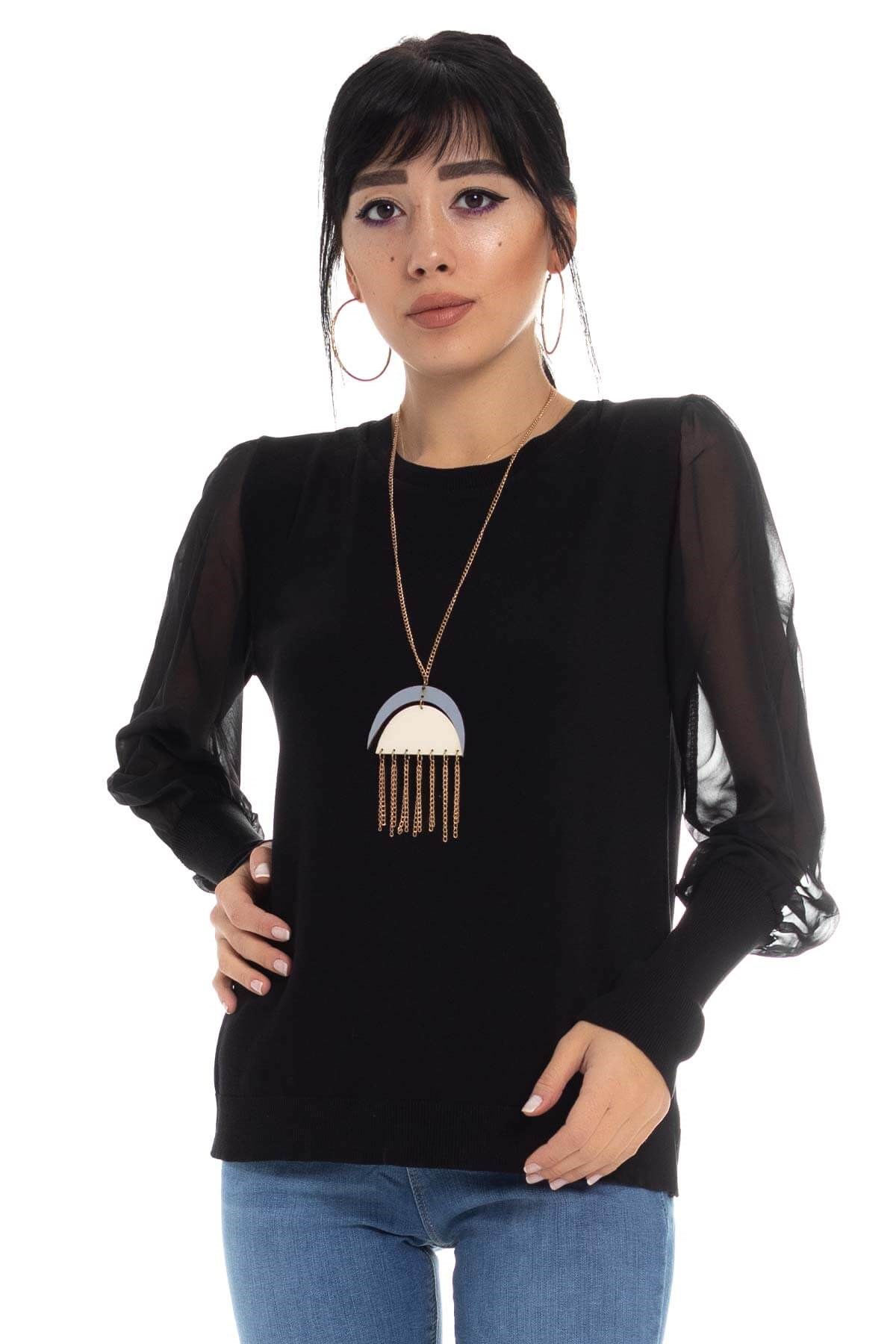 259 Bis.Yaka Şifon Kol Triko