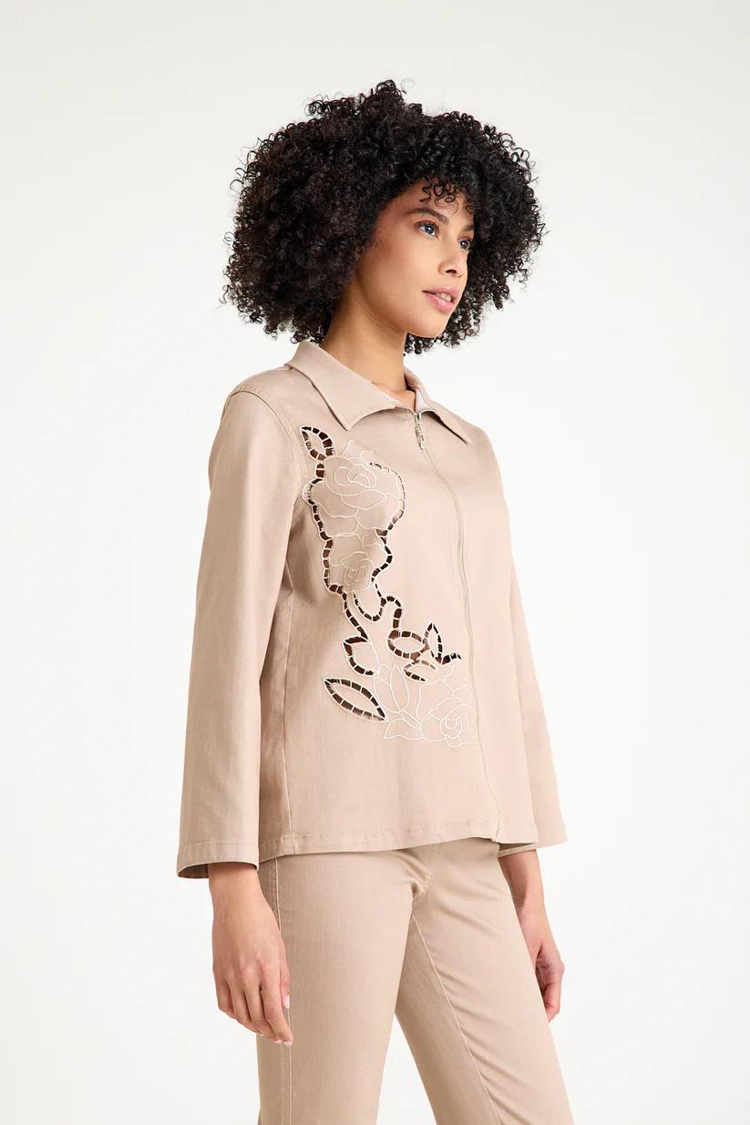 25YC85 Brode İşlemeli Fermuarlı Ceket