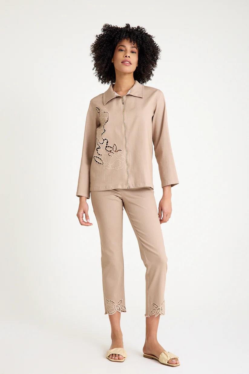 25YC85 Brode İşlemeli Fermuarlı Ceket