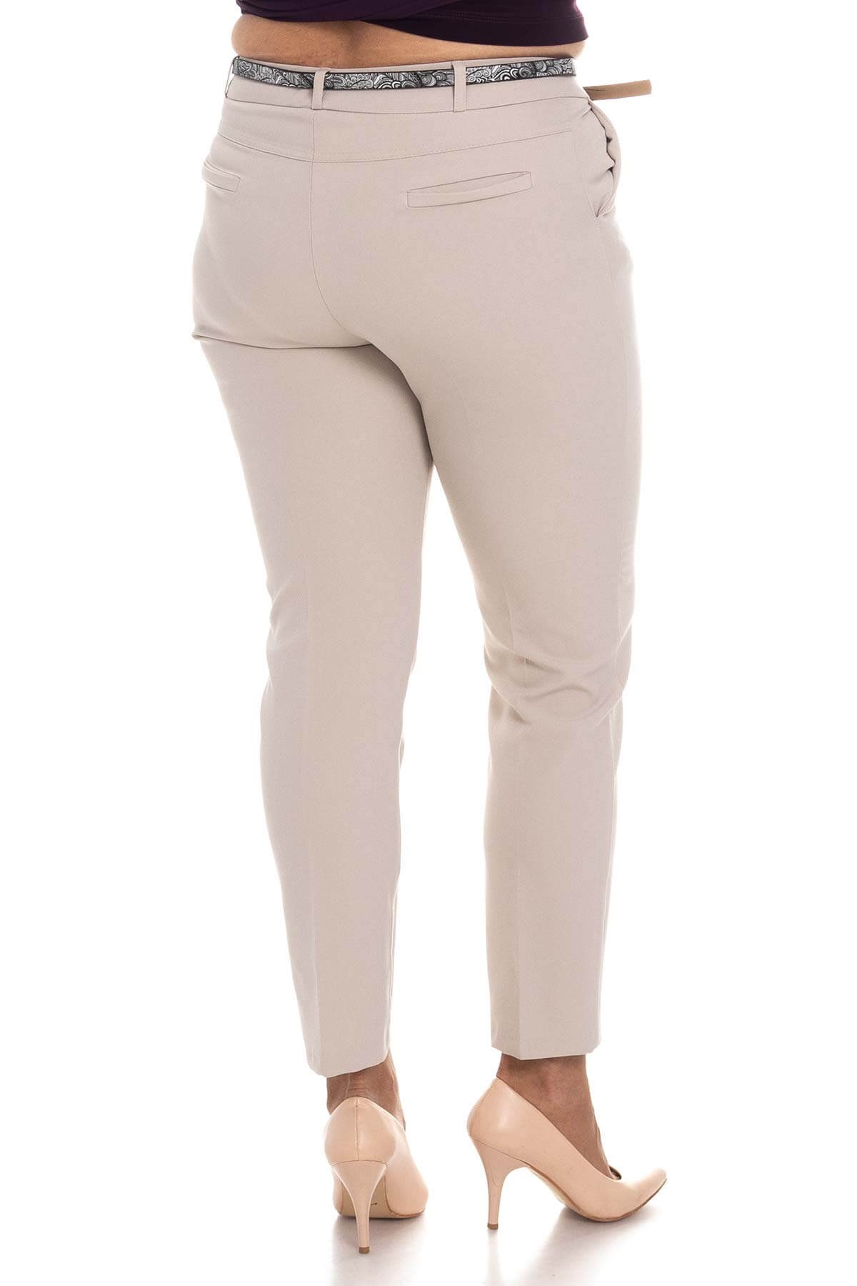 2603 BB Kemerli Pamuklu Cepli Krep Pantolon