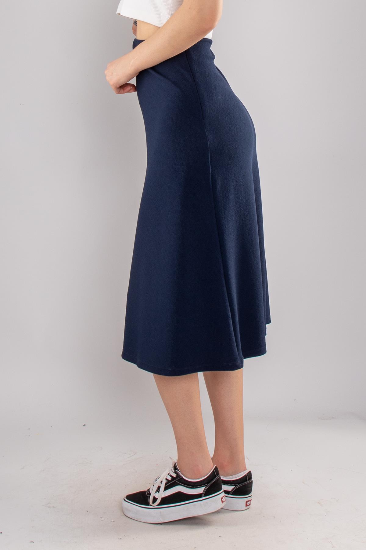 2703 Jarse Kumaş Likralı Midiboy Kadın Çan Etek