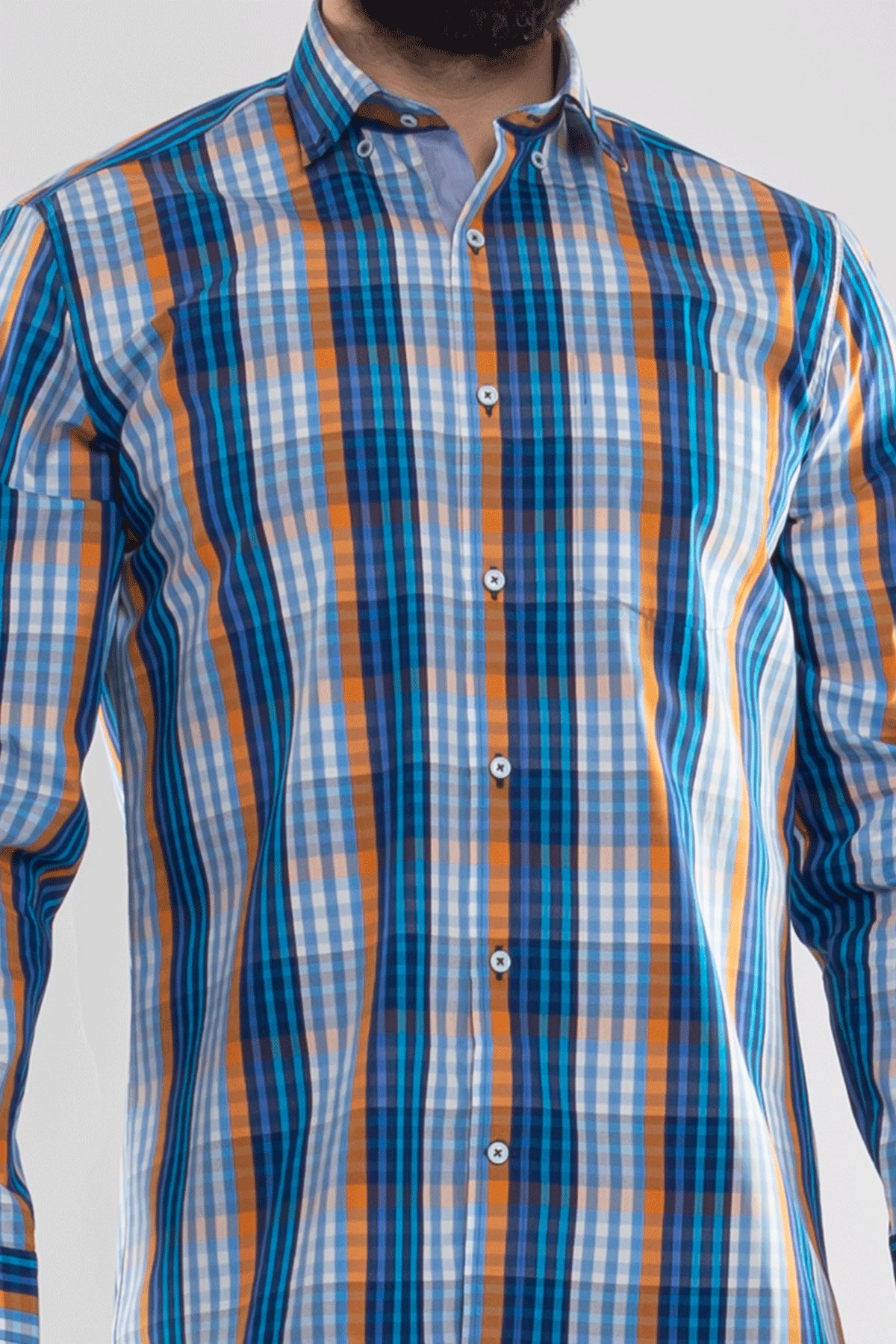 2725 VİP Minik Kareli Uzun Kol Gömlek