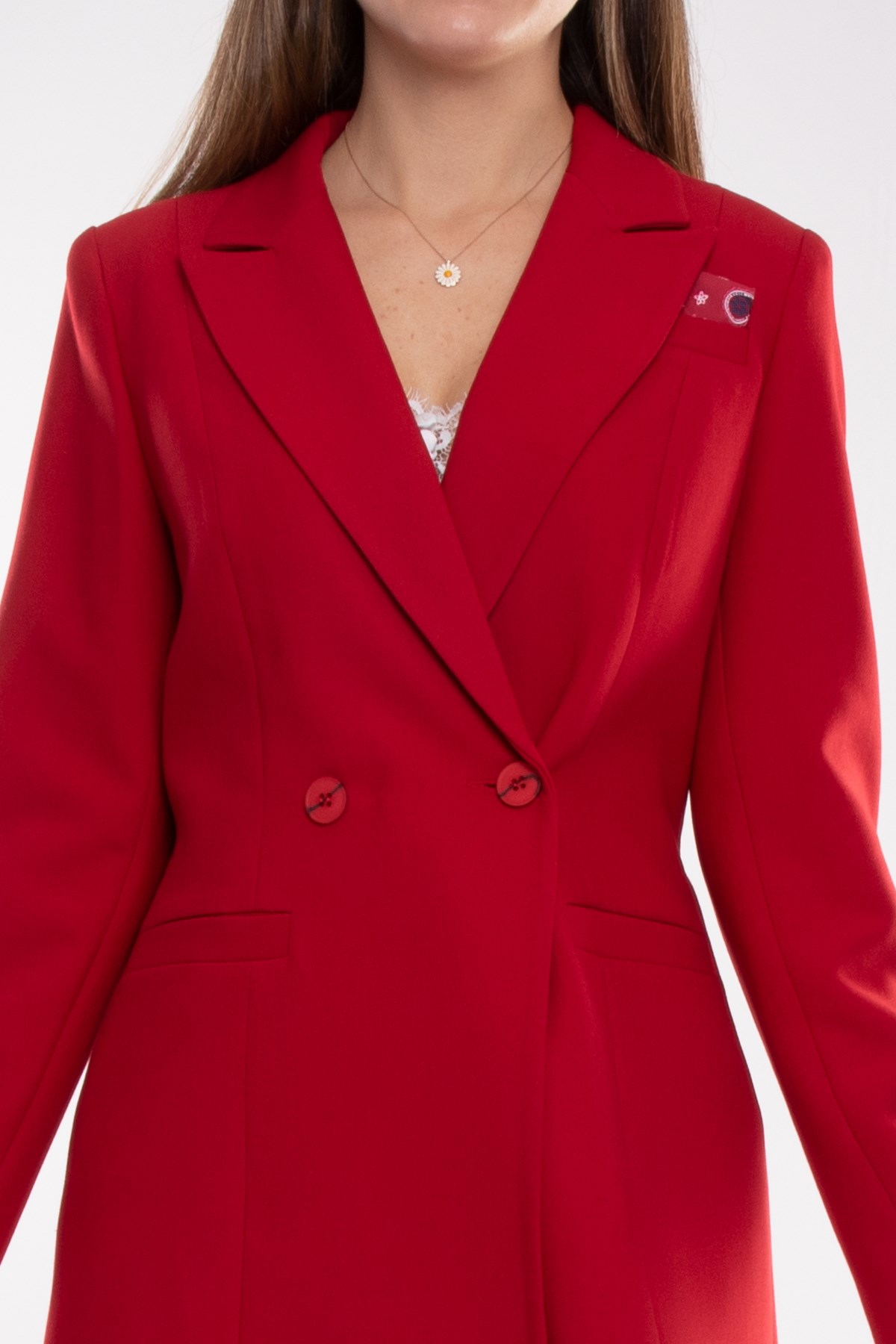 2858 Cep Mendil Detay Pantolon Ceket Kadın Takım