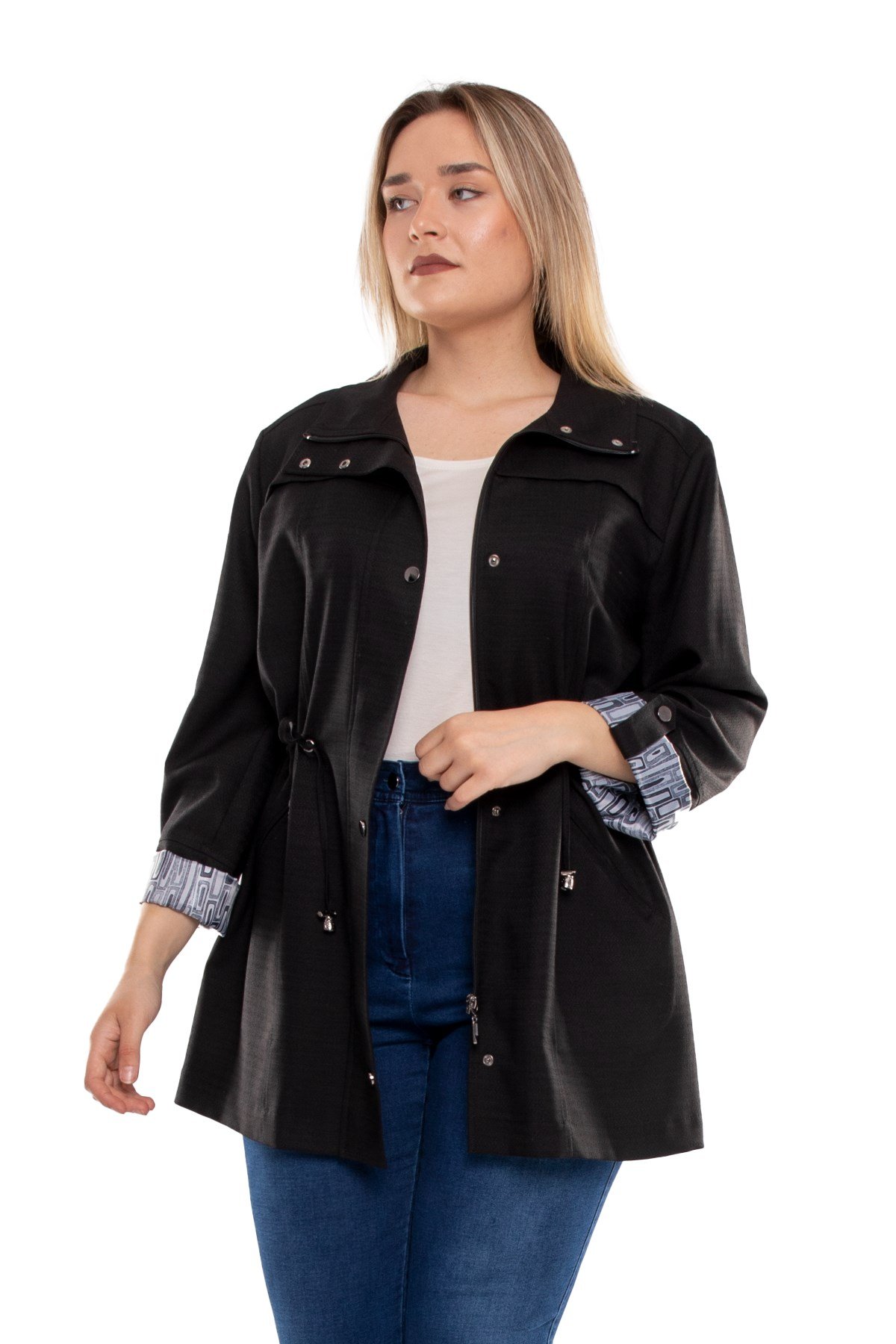 2925 Büyük Beden Beli Bağcıklı Pamuklu Astarsız Kap