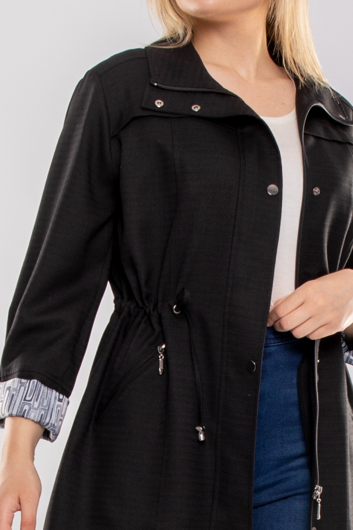 2925 Büyük Beden Beli Bağcıklı Pamuklu Astarsız Kap