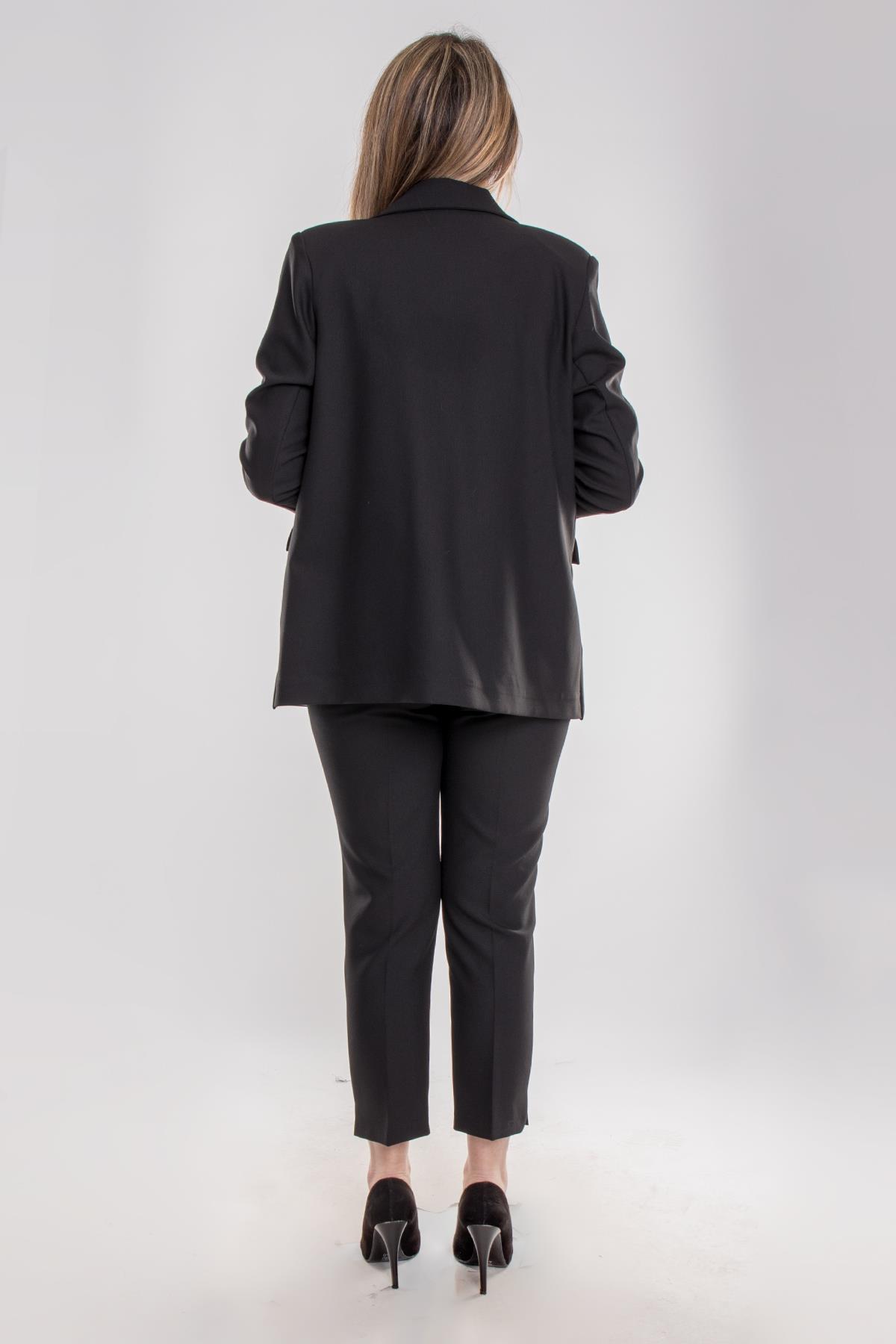 2934 Büyük Beden Tek Düğme Pantolon Ceket İkili Krep Takım