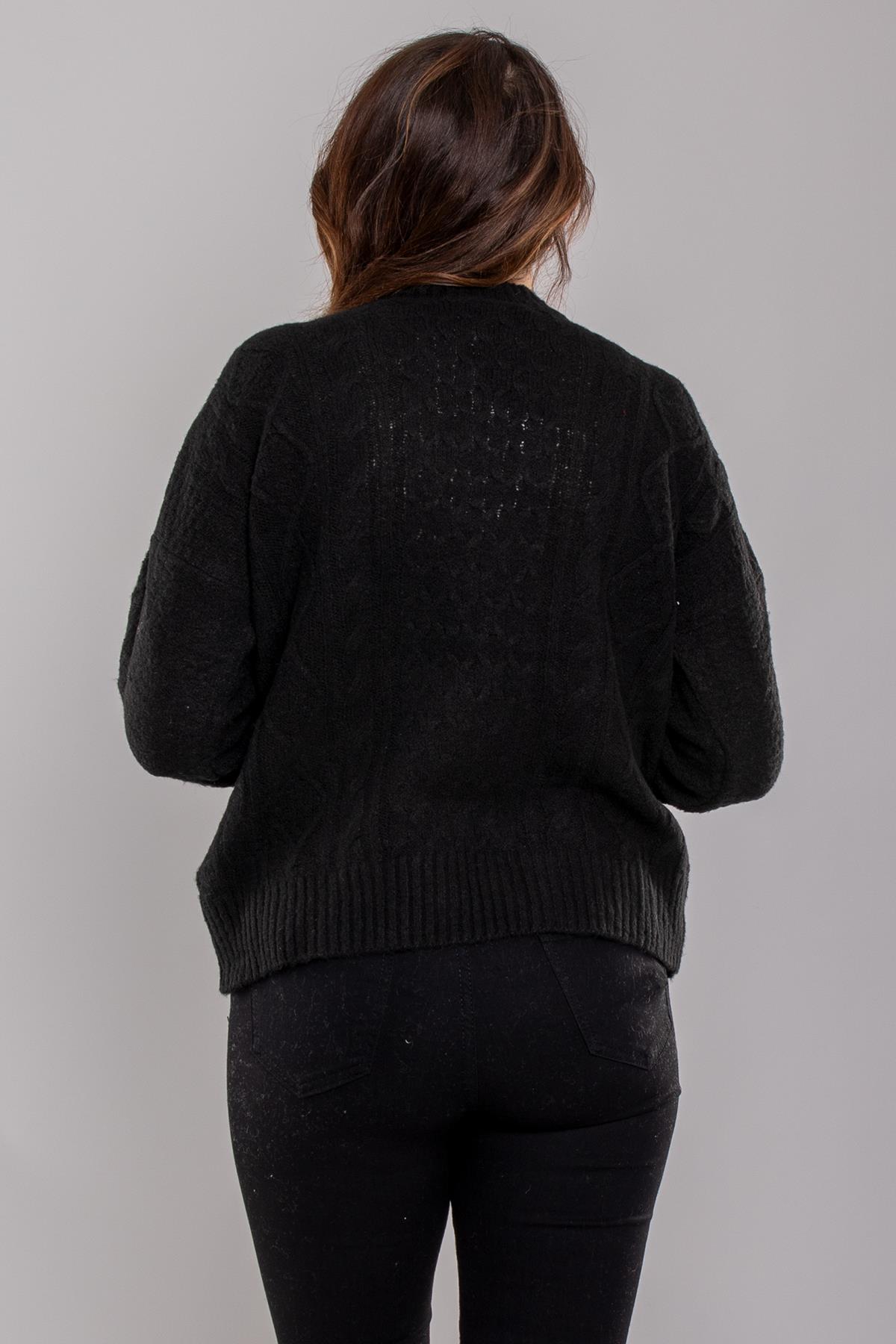 2IZ40 İzmir Kendinden Desenli Bisiklet Yaka Kısa Kazak