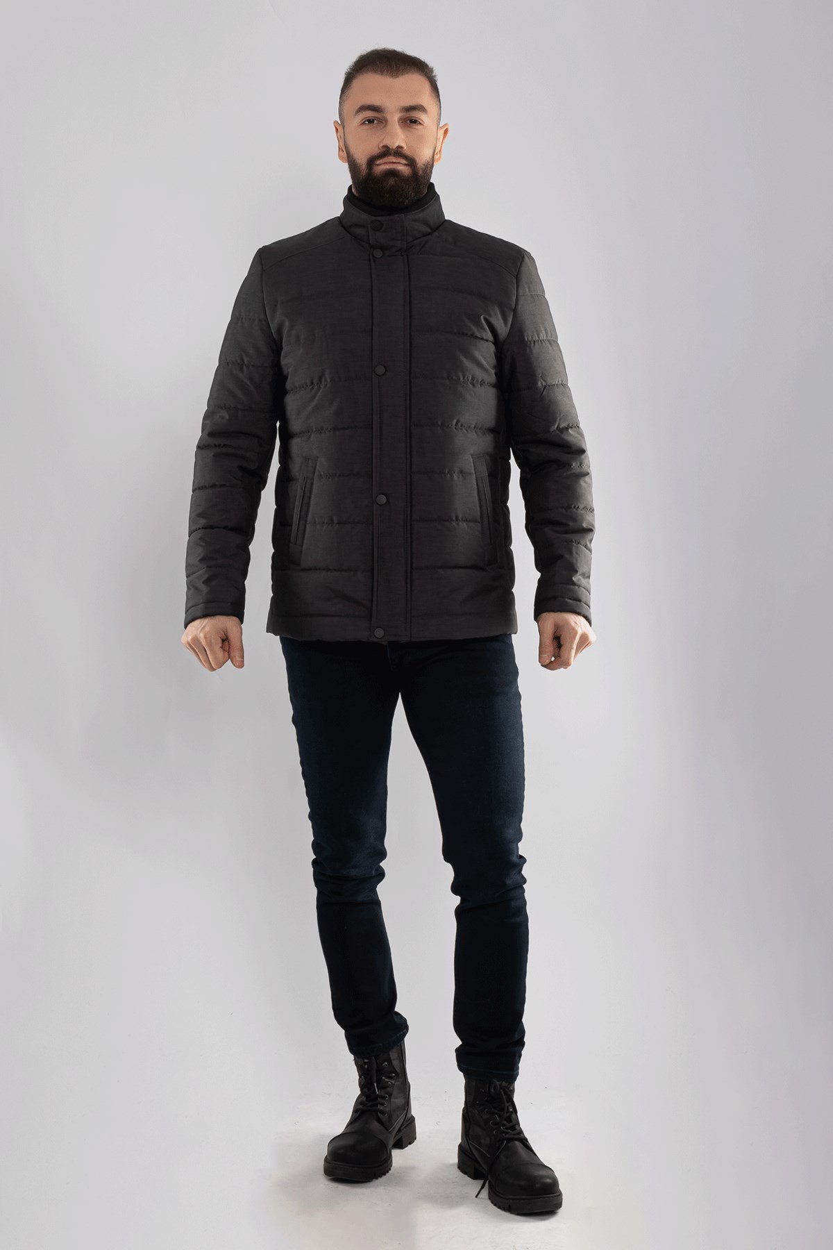 3023 Yaka Ribana İçi Kürklü Cepli Erkek Mont