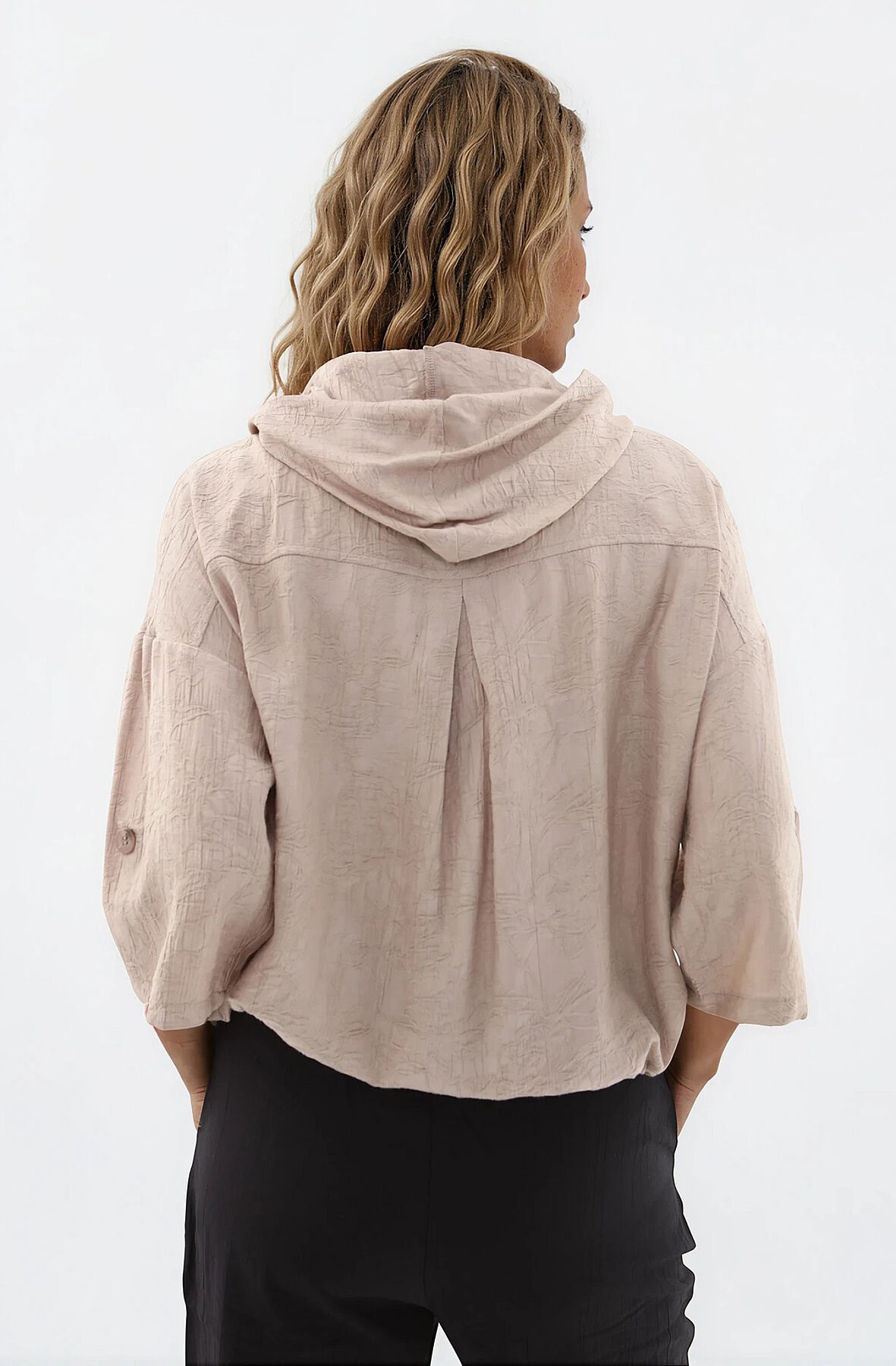 3044 Kapüşonlu Fermuarlı Crop Ceket