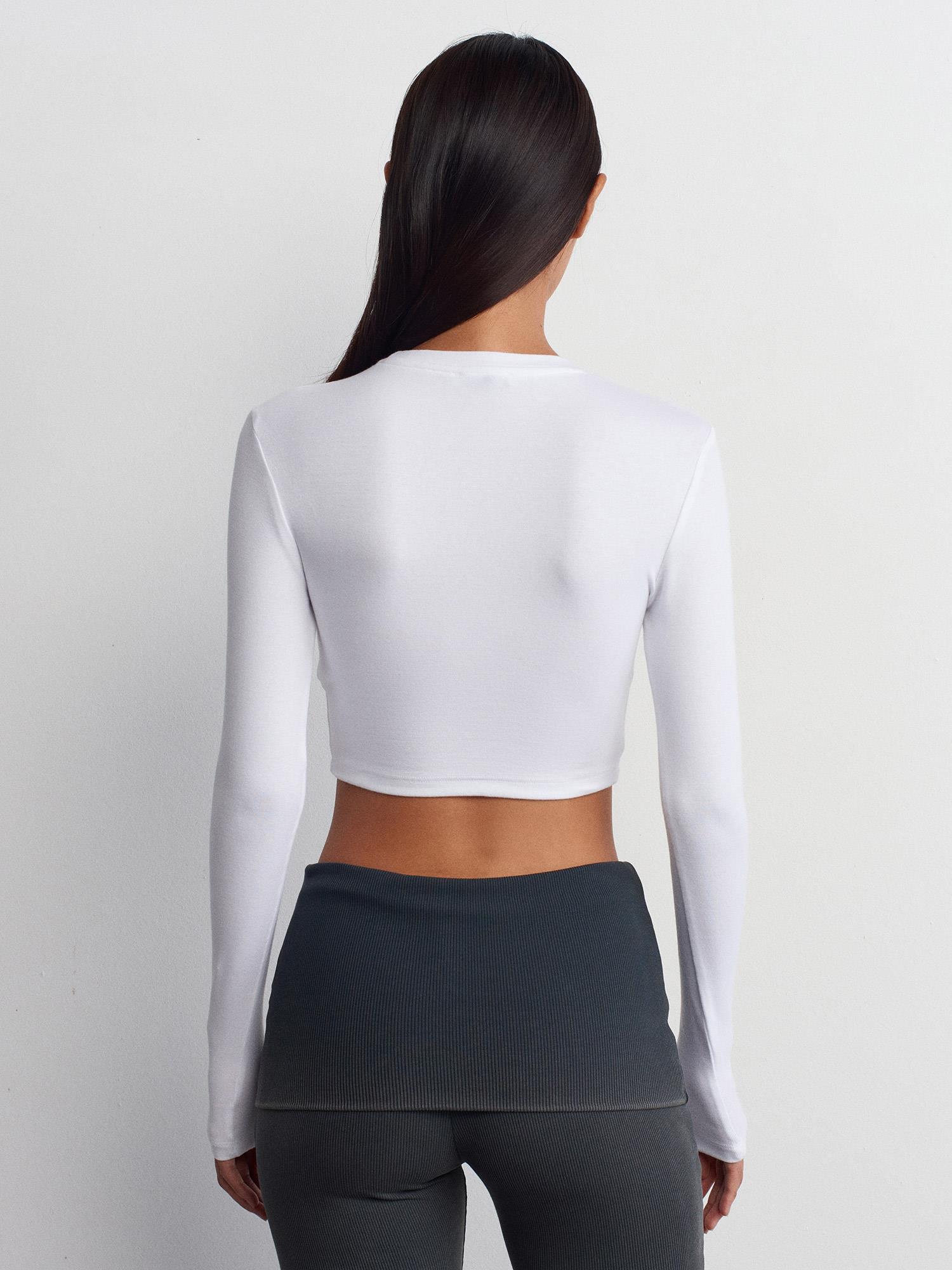 31236 Uzun Kollu Basic Crop Top Body