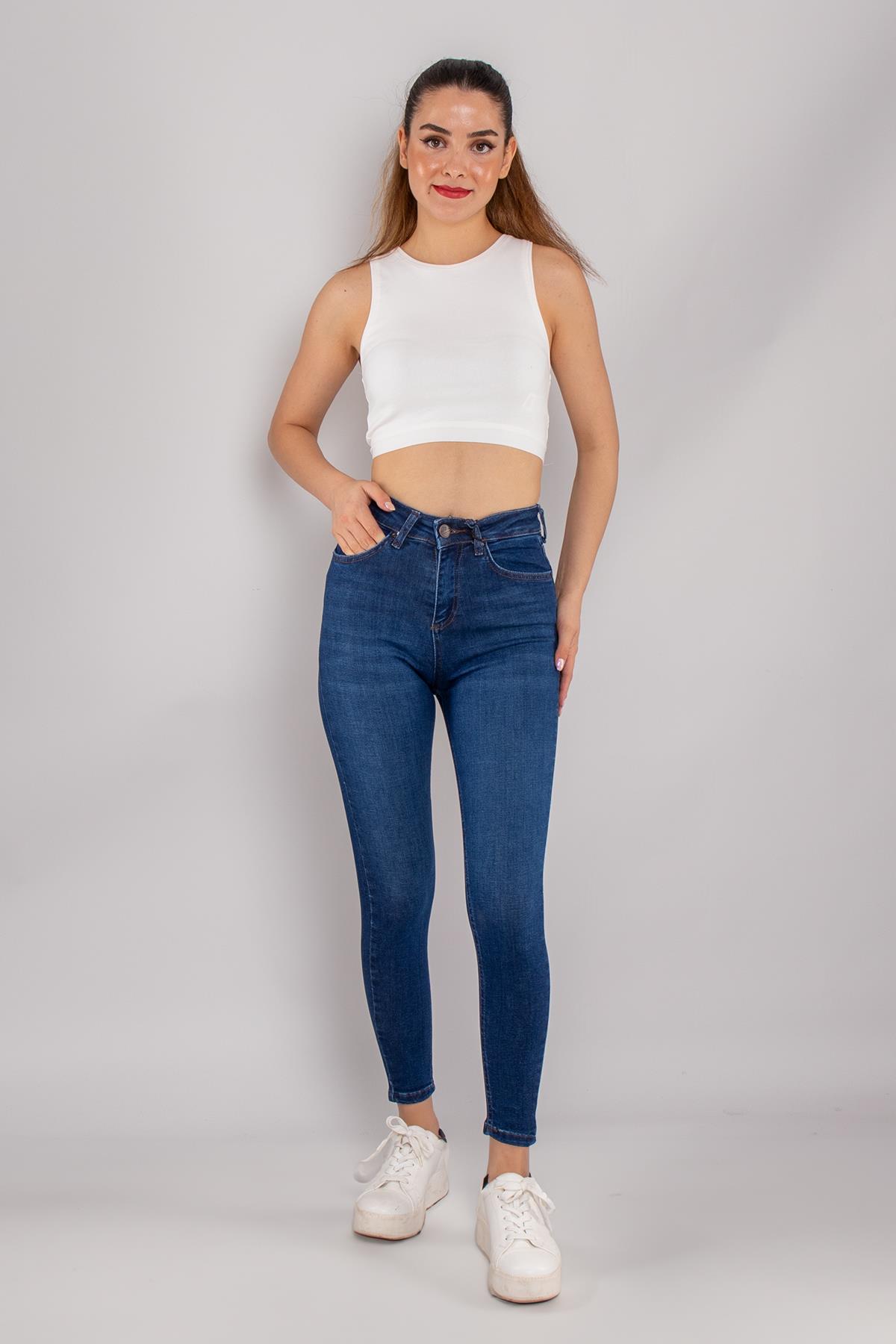 315 Narnia Düz Yüksek Bel Pamuklu Kadın Pantolon