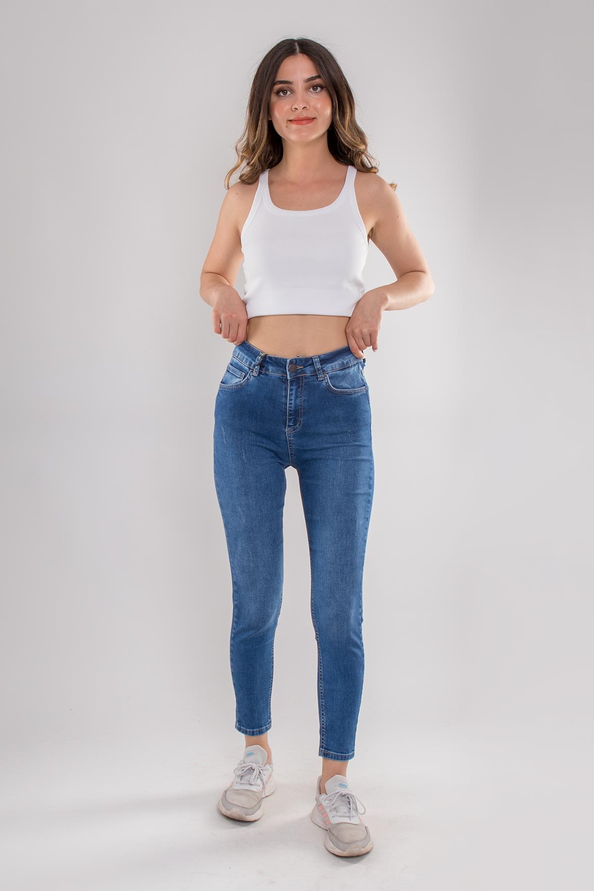 315 Narnia Düz Yüksek Bel Pamuklu Kadın Pantolon