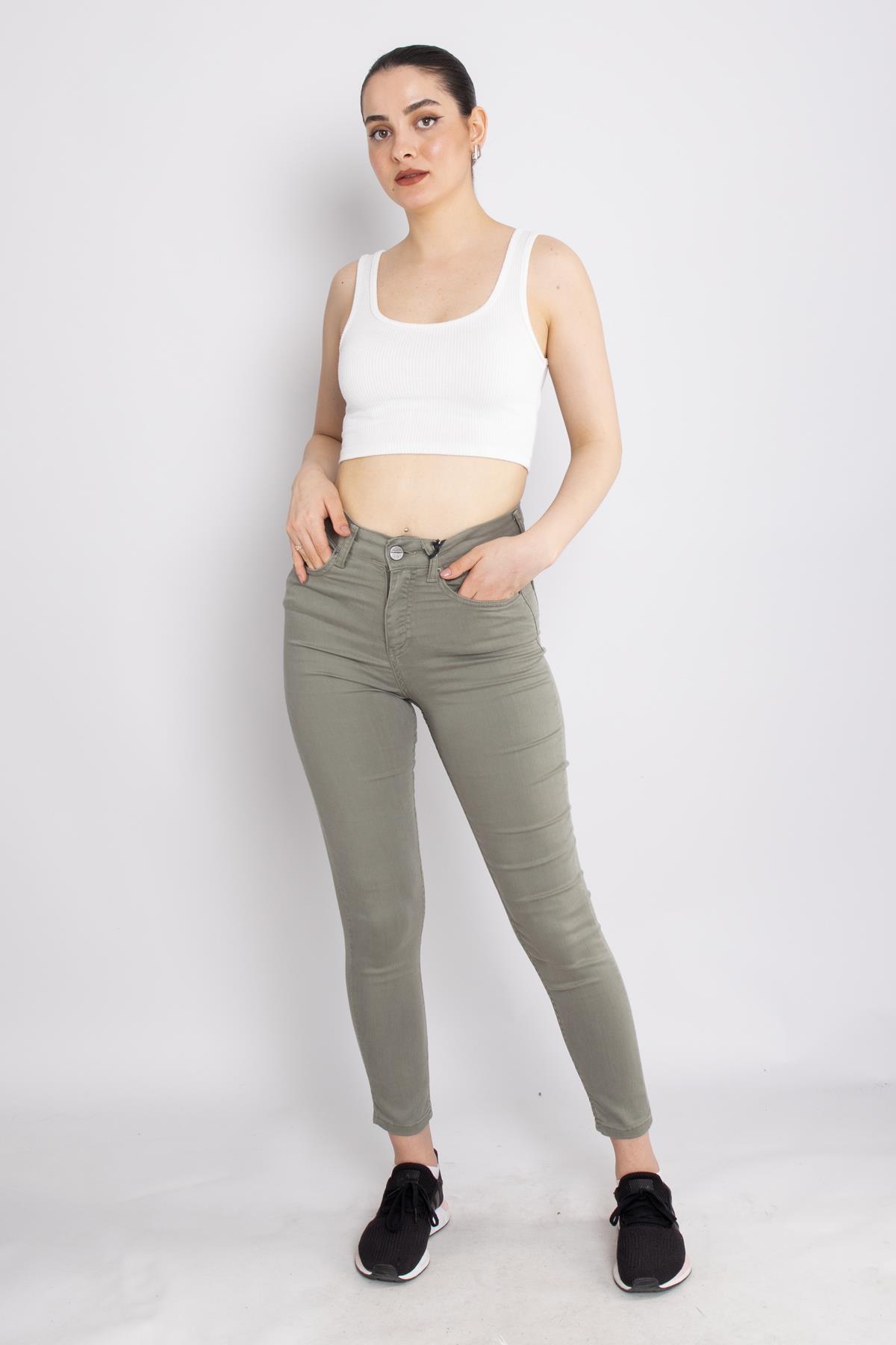 315 Narnia Düz Yüksek Bel Pamuklu Kadın Pantolon